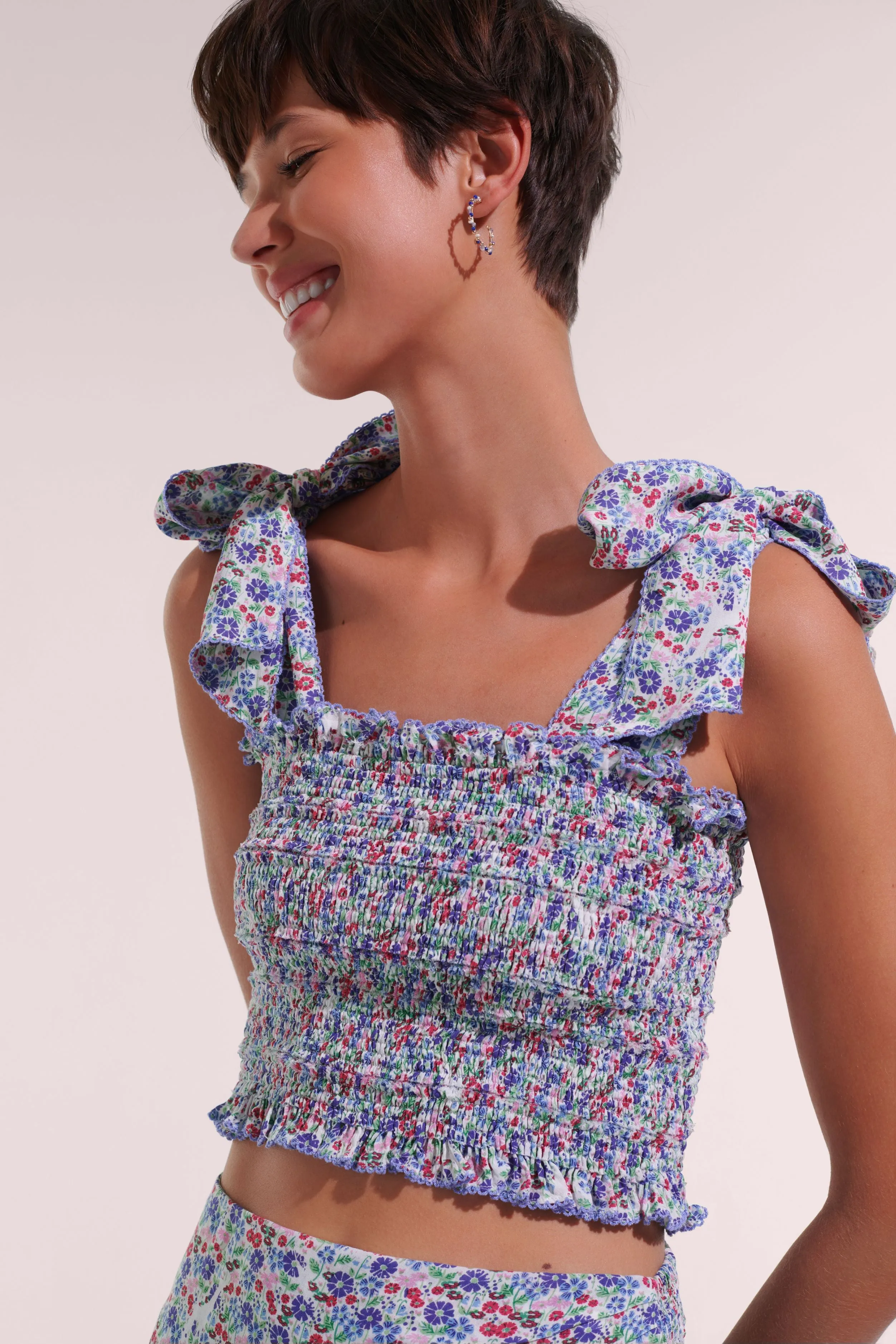 Top Triny - Blue Jardin sold by Poupette St Barth