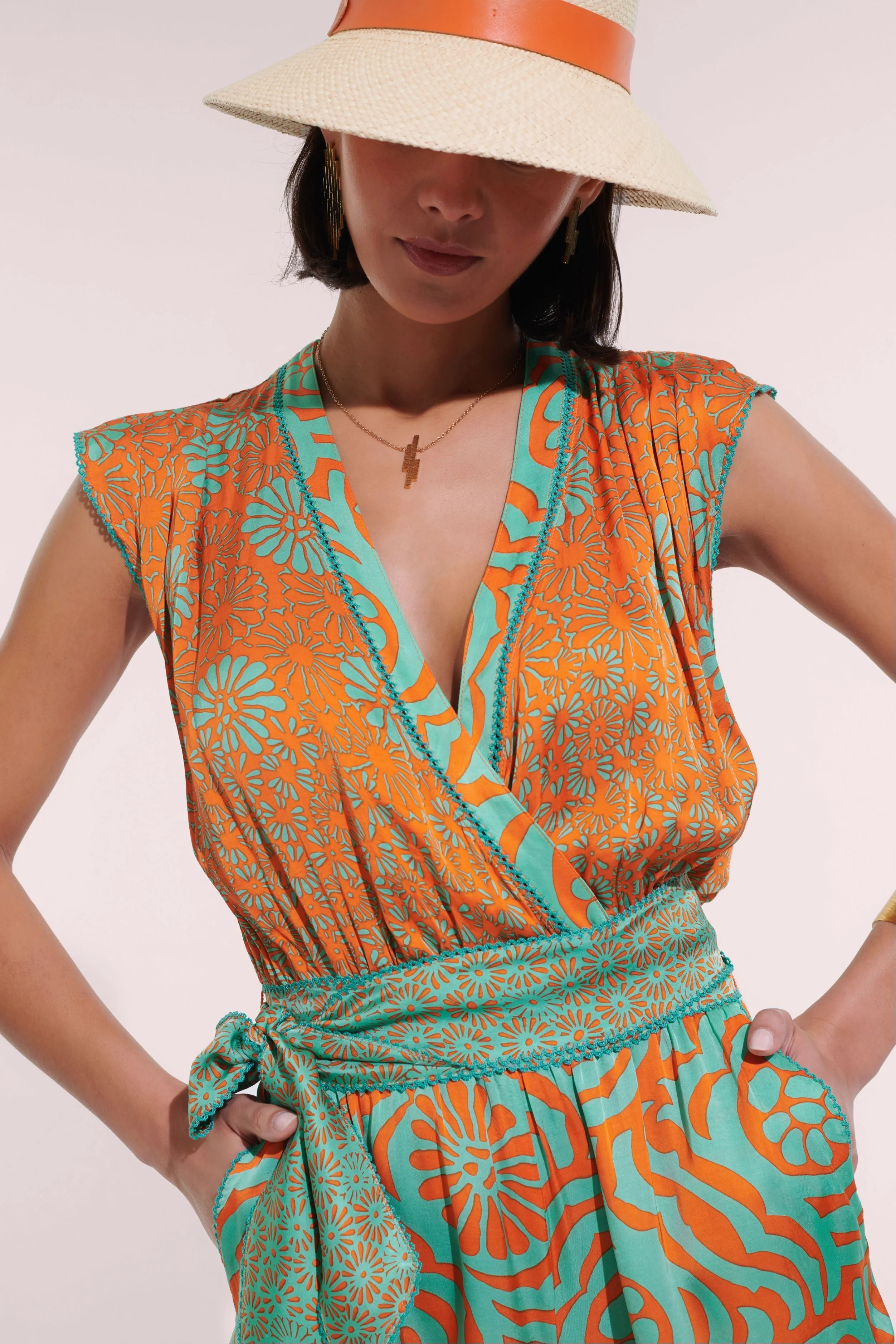 Short Jumpsuit Anaik - Orange Daisy sold by Poupette St Barth product image thumbnail 2