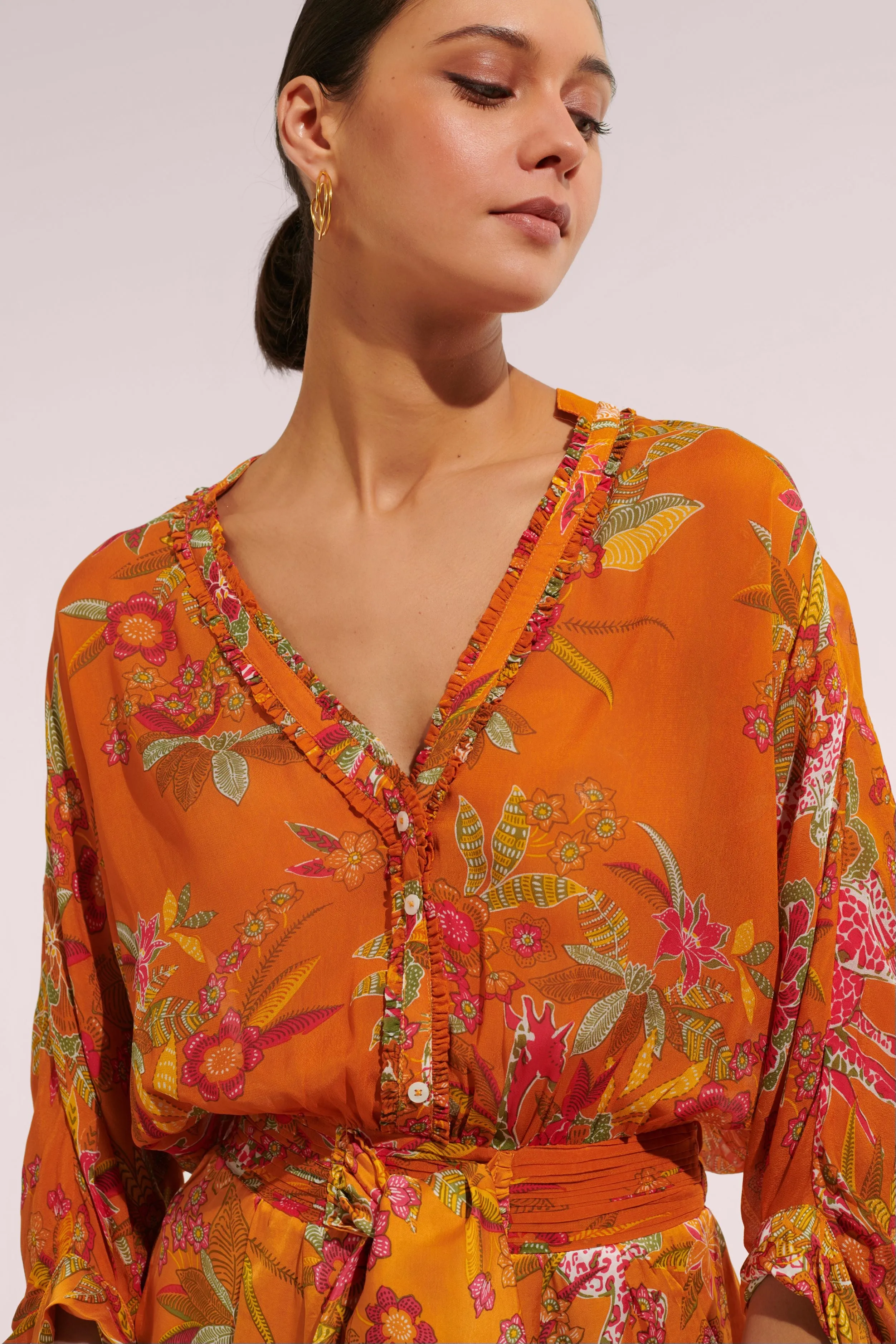 Short Jumpsuit Azia - Orange Leo Forest sold by Poupette St Barth product image thumbnail 2