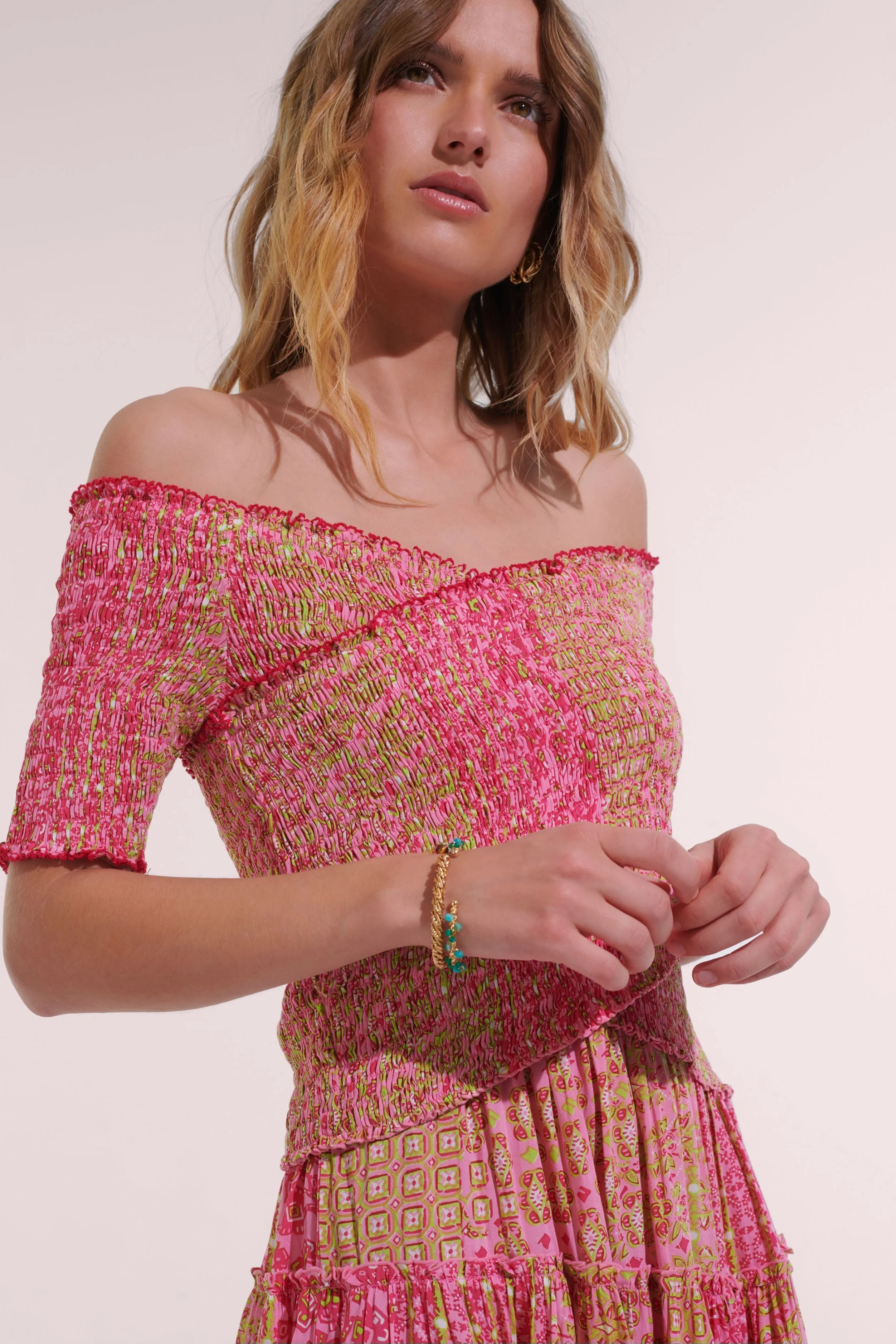 Mini Dress Soledad - Pink Verti Batik sold by Poupette St Barth product image thumbnail 2