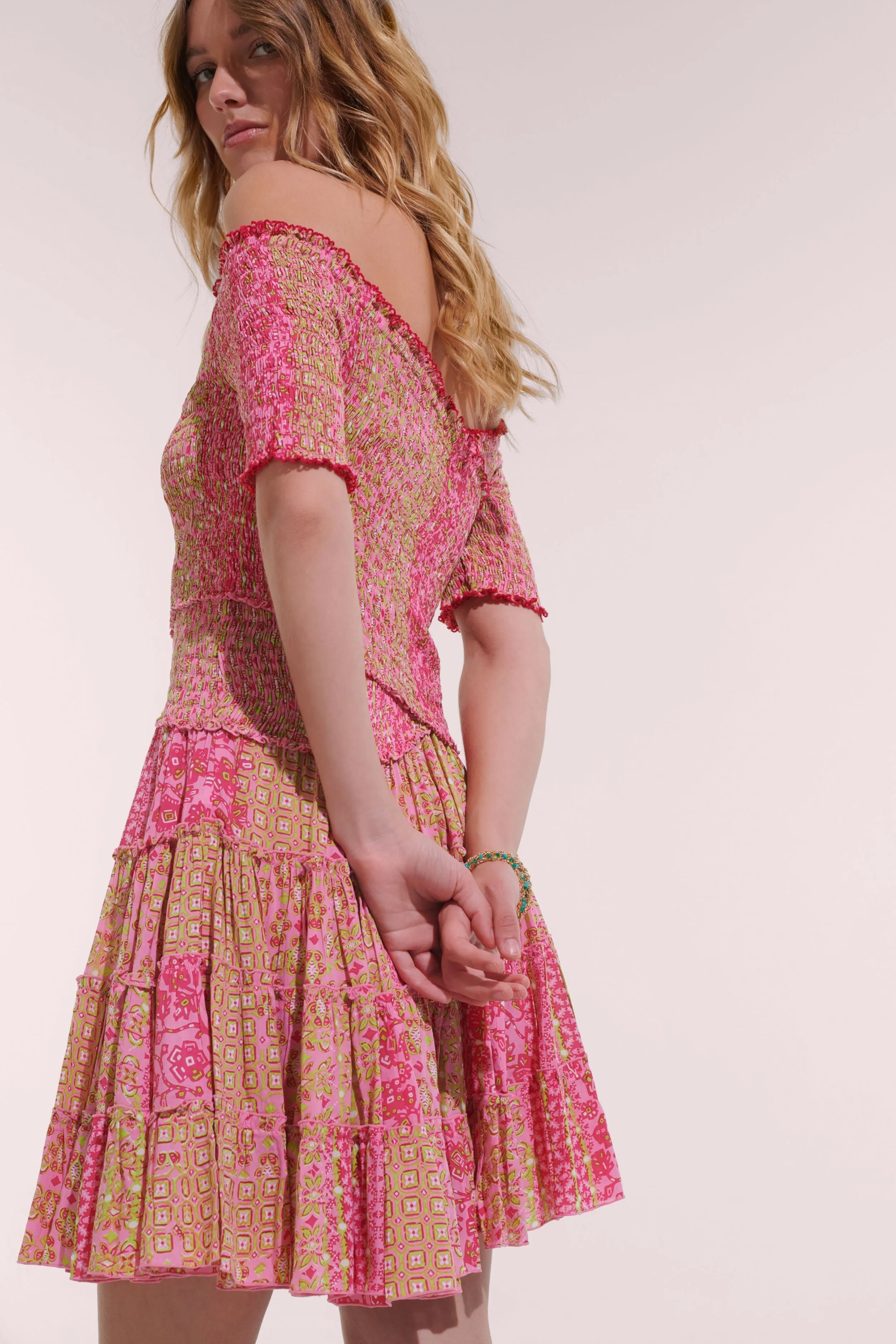 Mini Dress Soledad - Pink Verti Batik sold by Poupette St Barth product image thumbnail 3