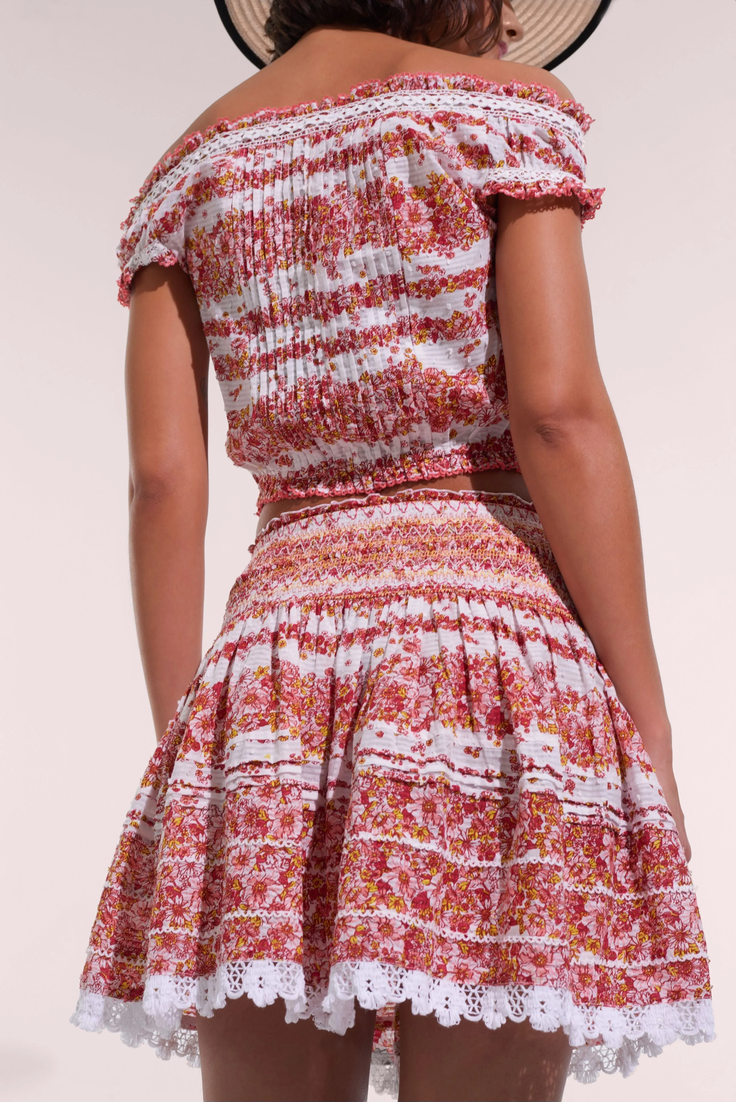 Mini Skirt Galia - Pink Waves Flowers sold by Poupette St Barth product image thumbnail 2