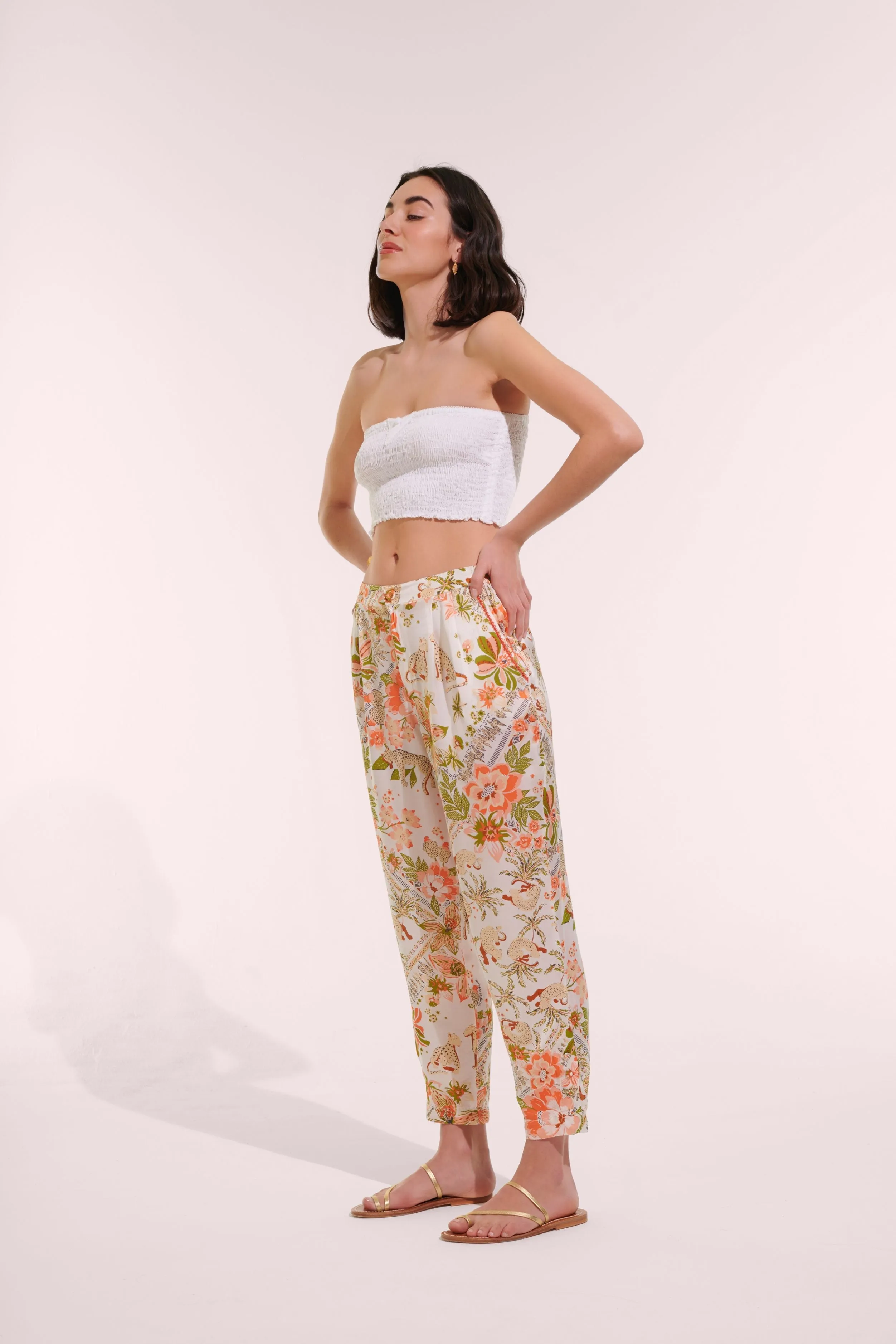 Pant Bel - Pink Leo Foulard sold by Poupette St Barth