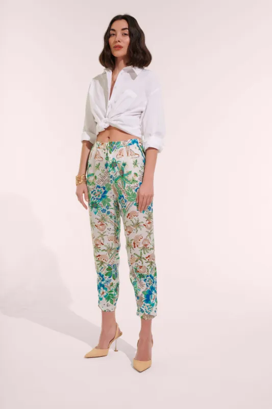 Pant Bel - Blue Leo Foulard sold by Poupette St Barth