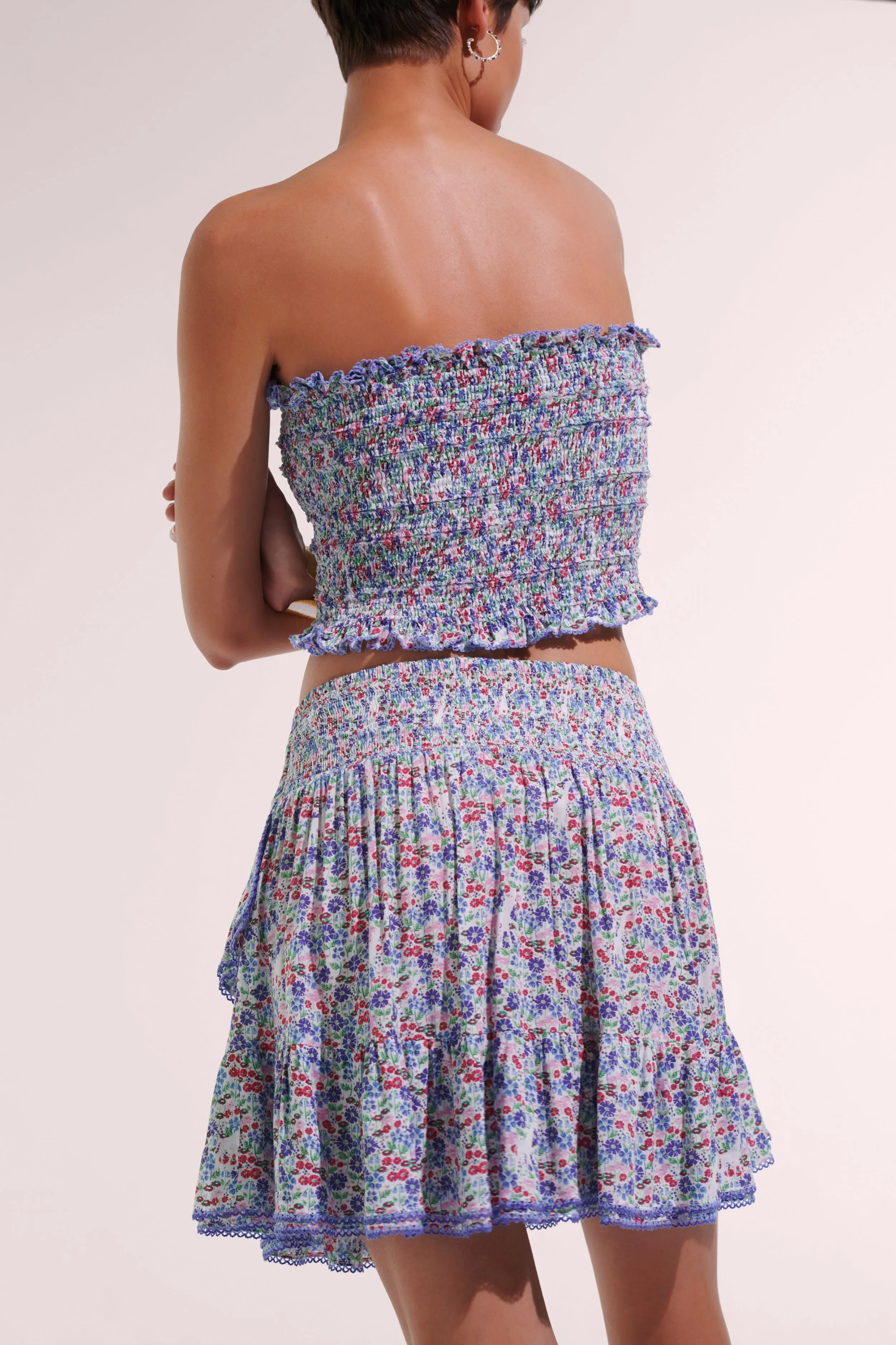 Mini Skirt Mabelle - Blue Jardin sold by Poupette St Barth product image thumbnail 2