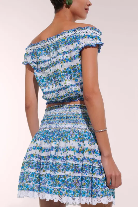Mini Skirt Galia - Blue Waves Flowers sold by Poupette St Barth