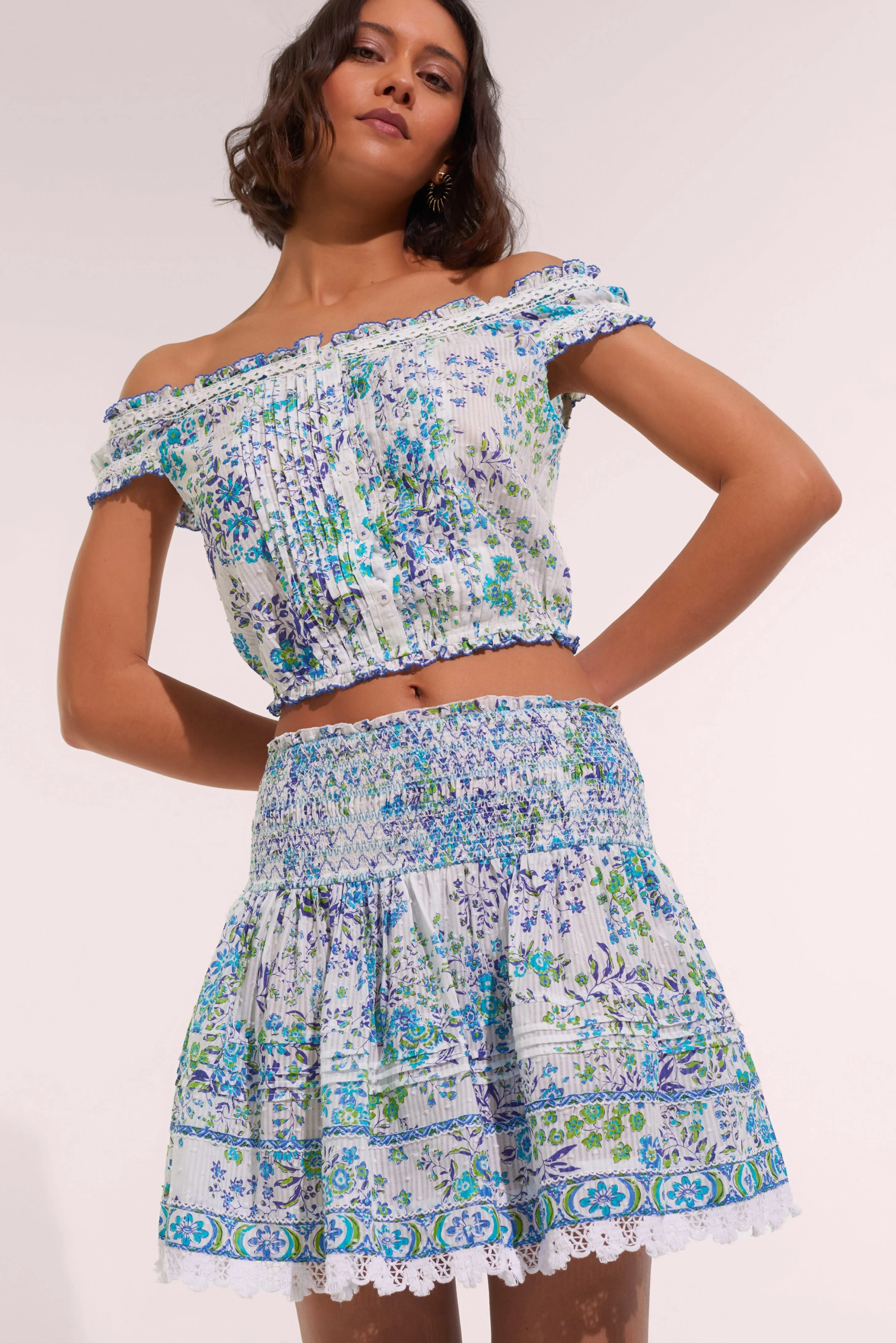 Mini Skirt Galia - Blue Queen Liberty sold by Poupette St Barth