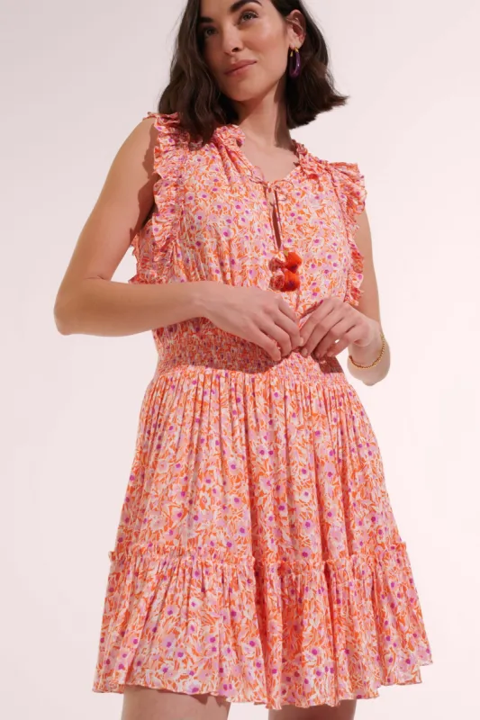 Mini Dress Triny - Orange Ocean Flowers sold by Poupette St Barth