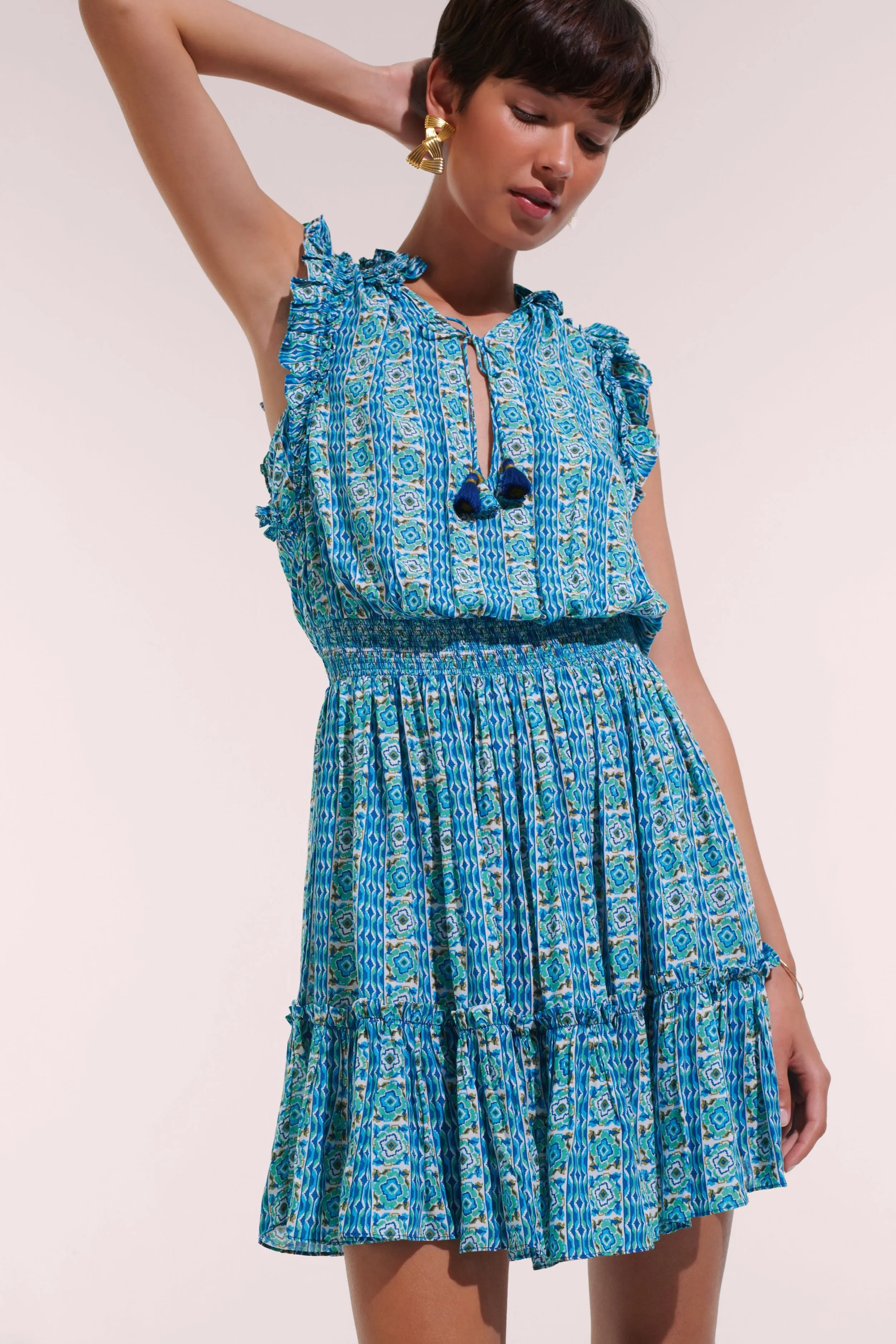 Mini Dress Triny - Aqua Coleus sold by Poupette St Barth product image thumbnail 3