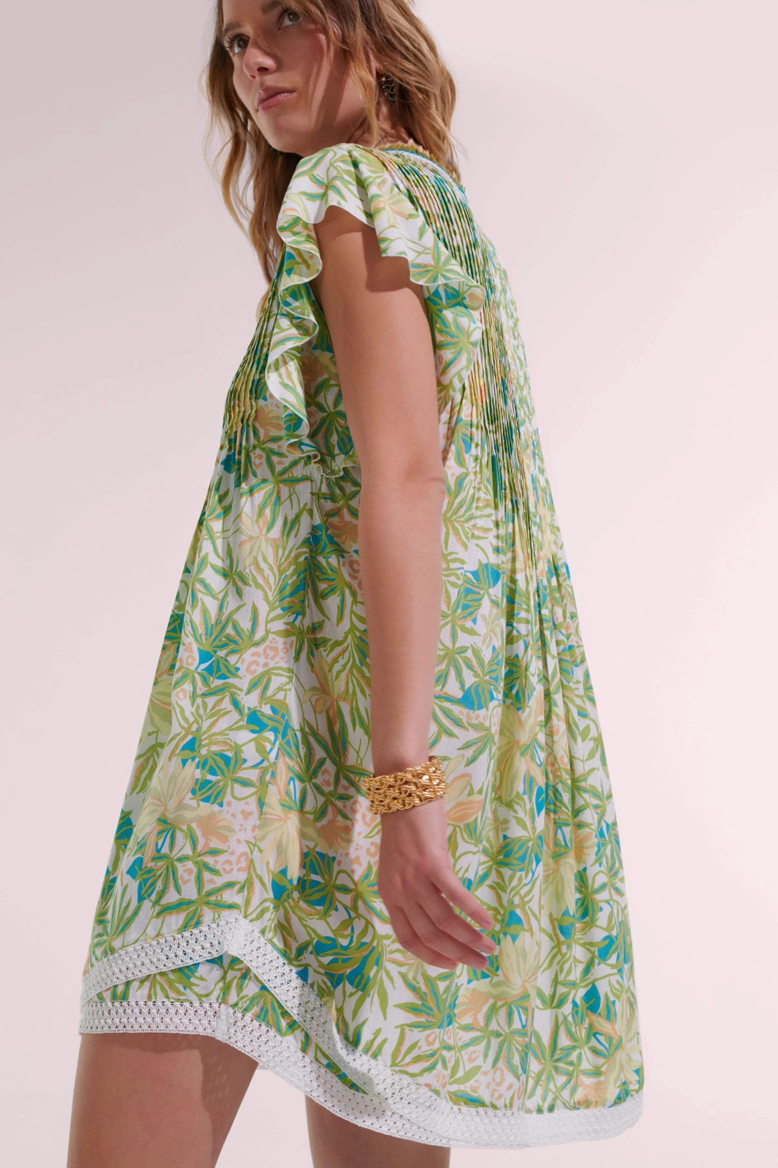 Mini Dress Sasha - Green Orchid sold by Poupette St Barth product image thumbnail 2