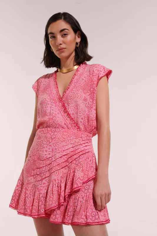 Mini Dress Estelle - Pink Sea Water sold by Poupette St Barth