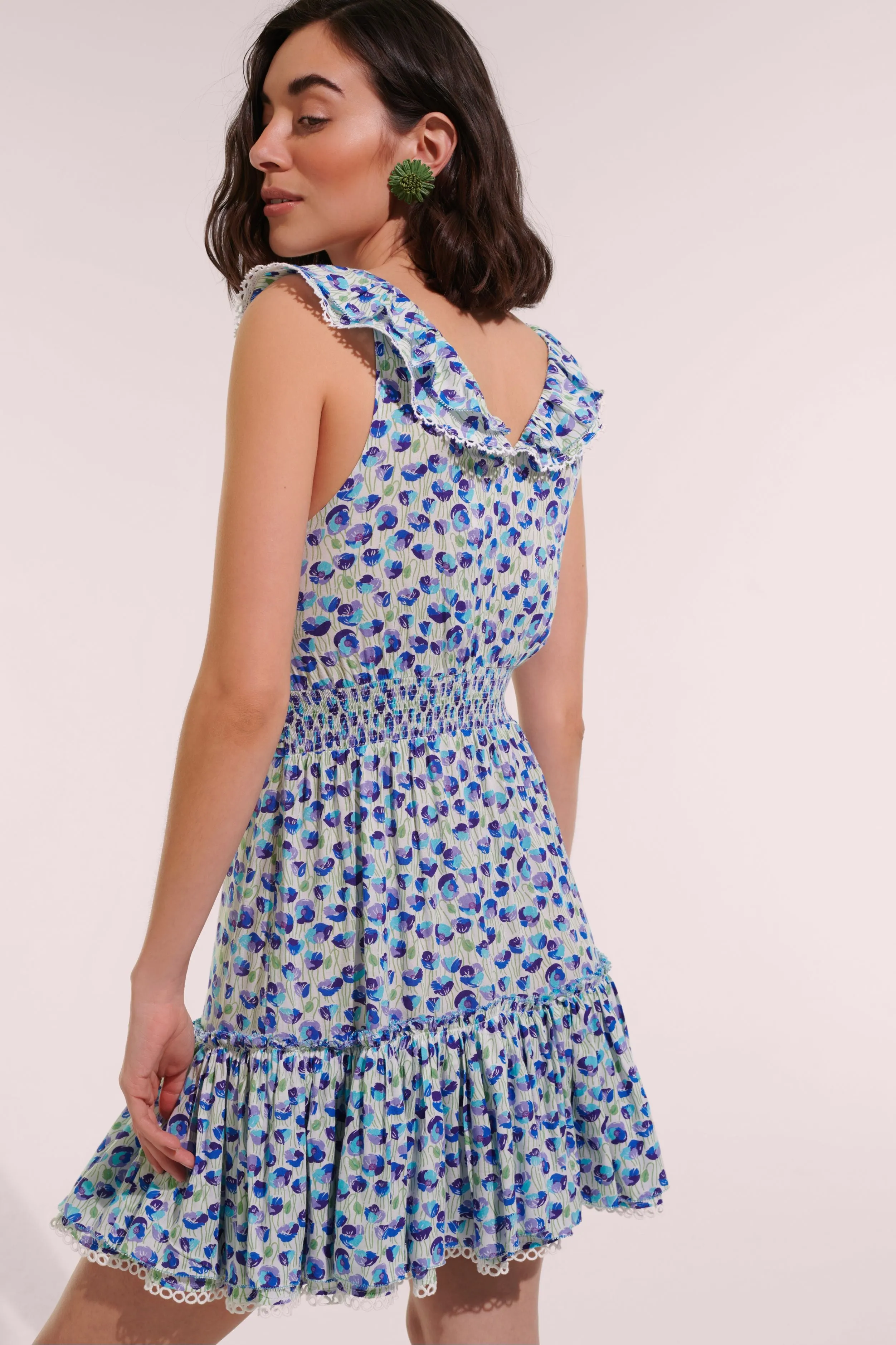 Mini Dress Bruna - White Blue Alamy sold by Poupette St Barth product image thumbnail 4