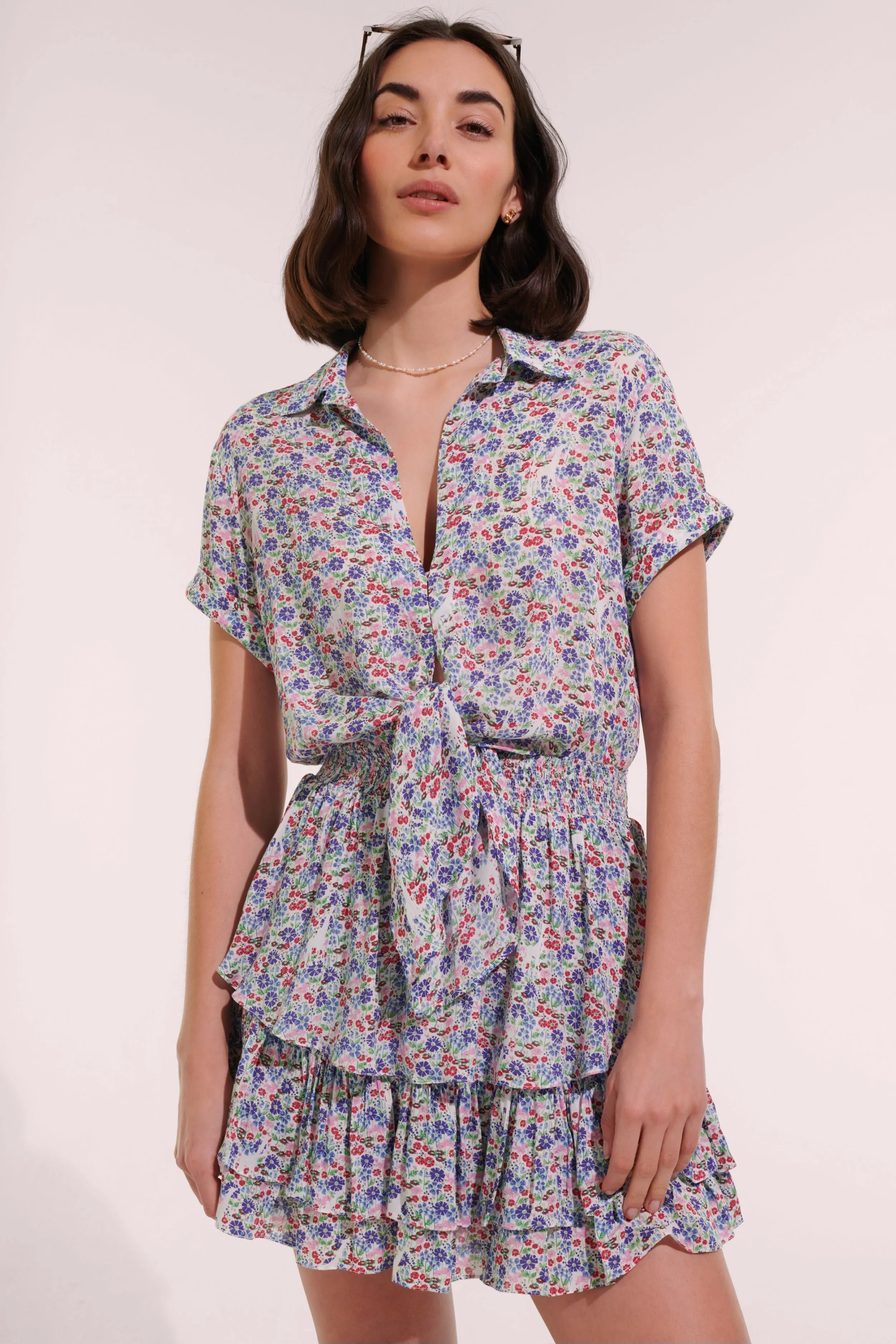 Mini Dress Brenda - Blue Jardin sold by Poupette St Barth product image thumbnail 2