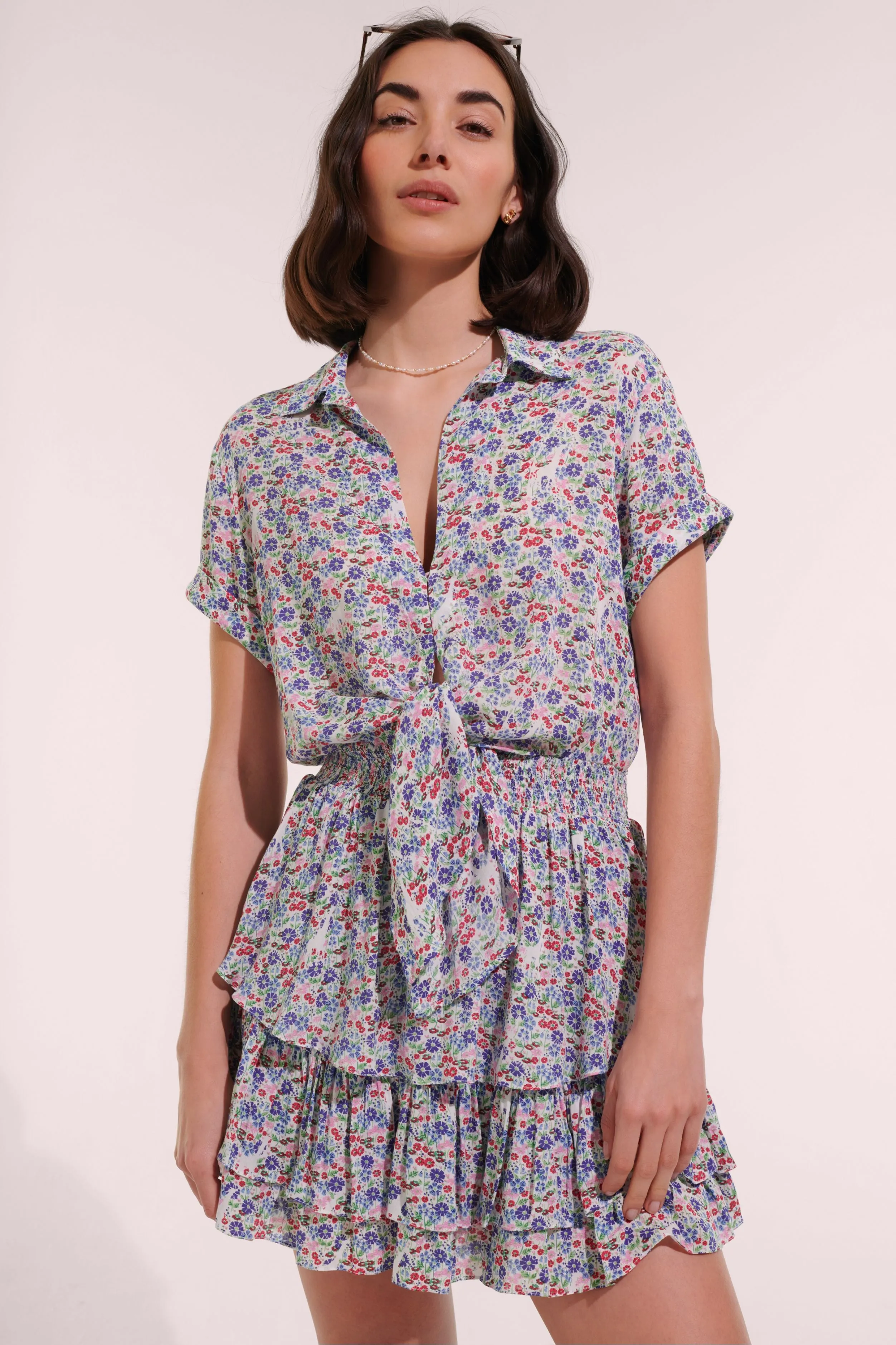 Mini Dress Brenda - Blue Jardin sold by Poupette St Barth product image thumbnail 4