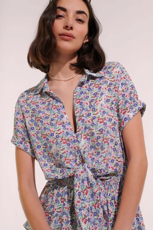 Mini Dress Brenda - Blue Jardin sold by Poupette St Barth