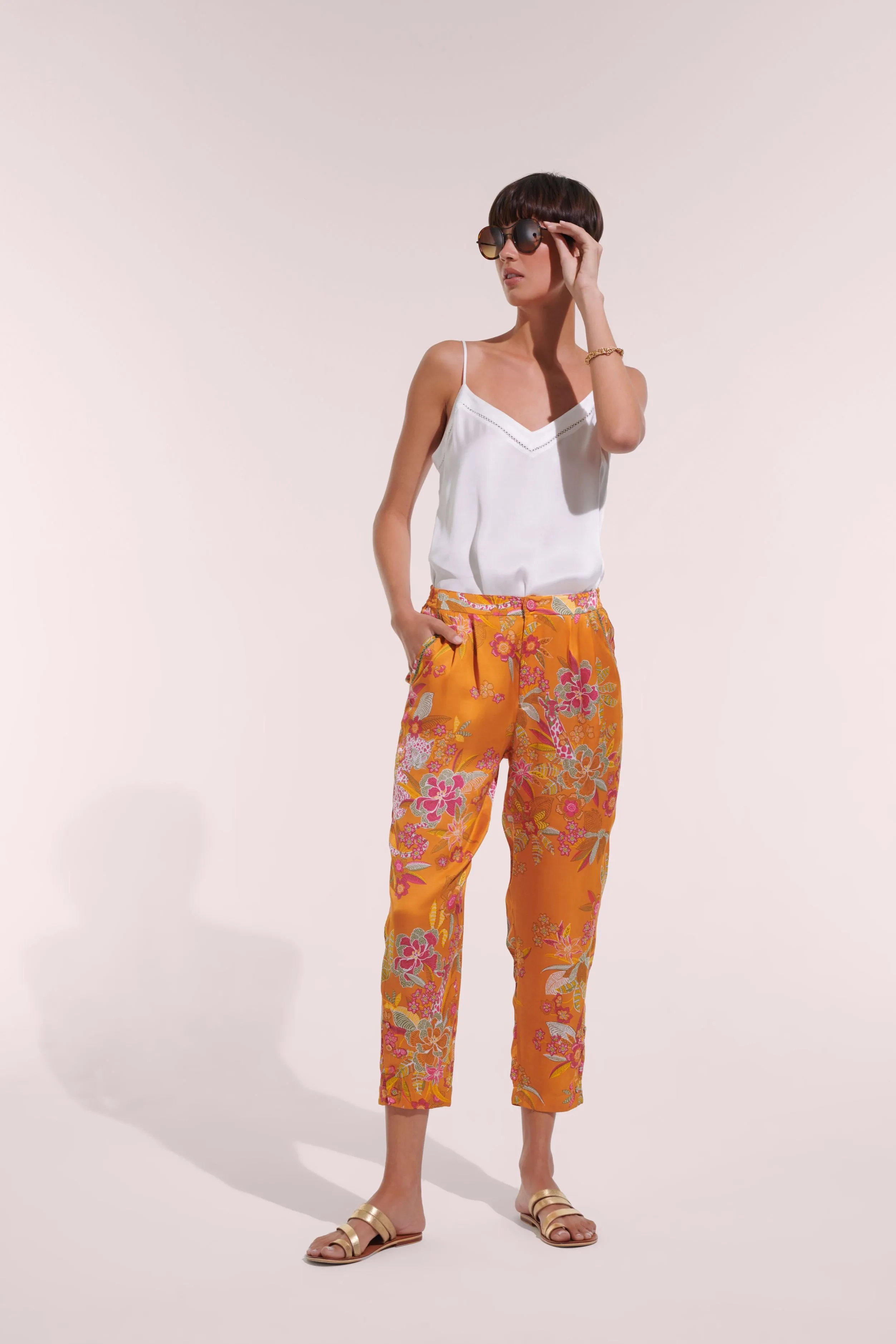 Pant Bel - Orange Leo Forest sold by Poupette St Barth