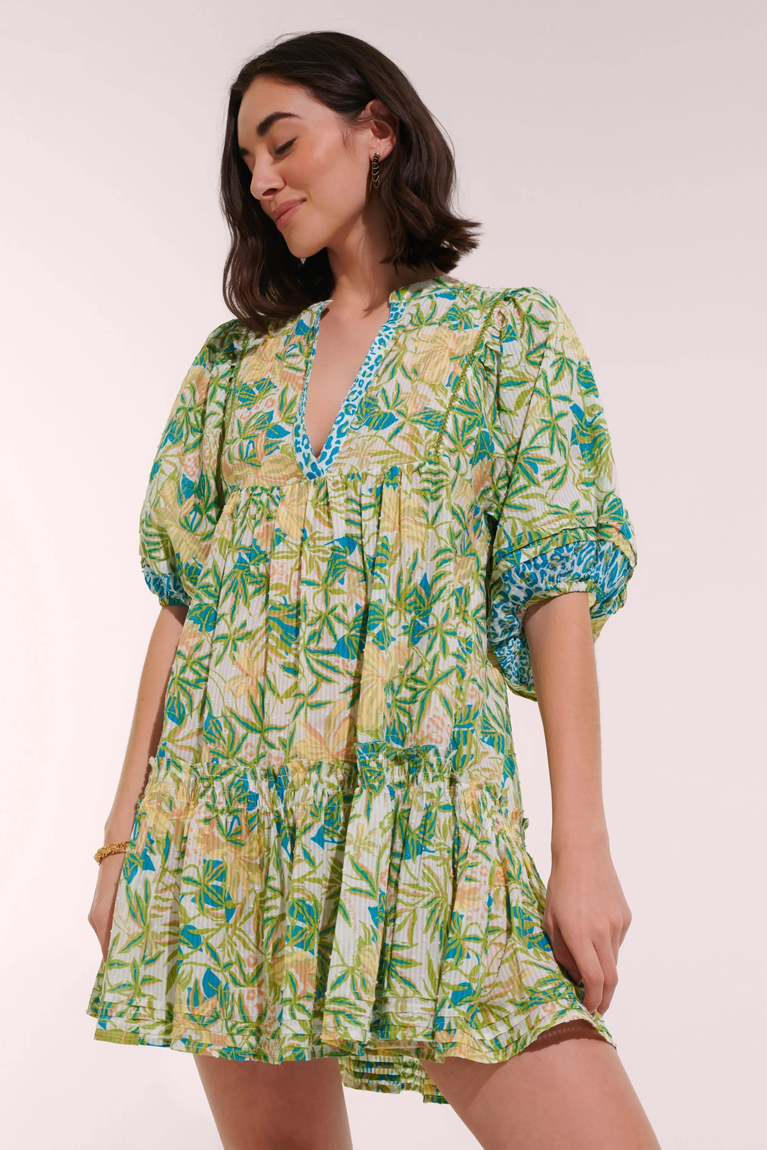 Mini Dress Aria - Green Orchid sold by Poupette St Barth product image thumbnail 2