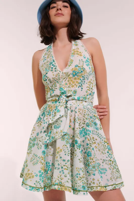 Mini Dress Beth - Aqua Queen Liberty sold by Poupette St Barth