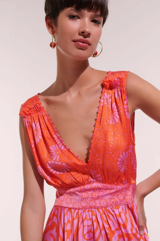 Mini Dress Bessie - Pink Daisy sold by Poupette St Barth