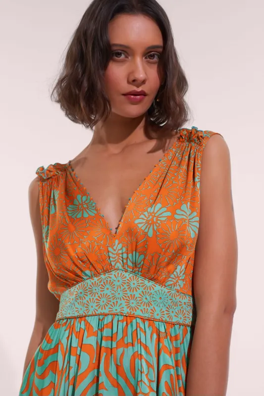 Mini Dress Bessie - Orange Daisy sold by Poupette St Barth