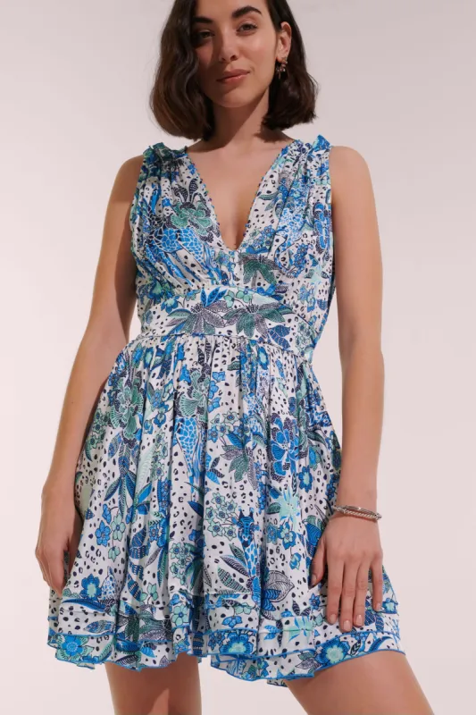 Mini Dress Bessie - Blue Savana sold by Poupette St Barth