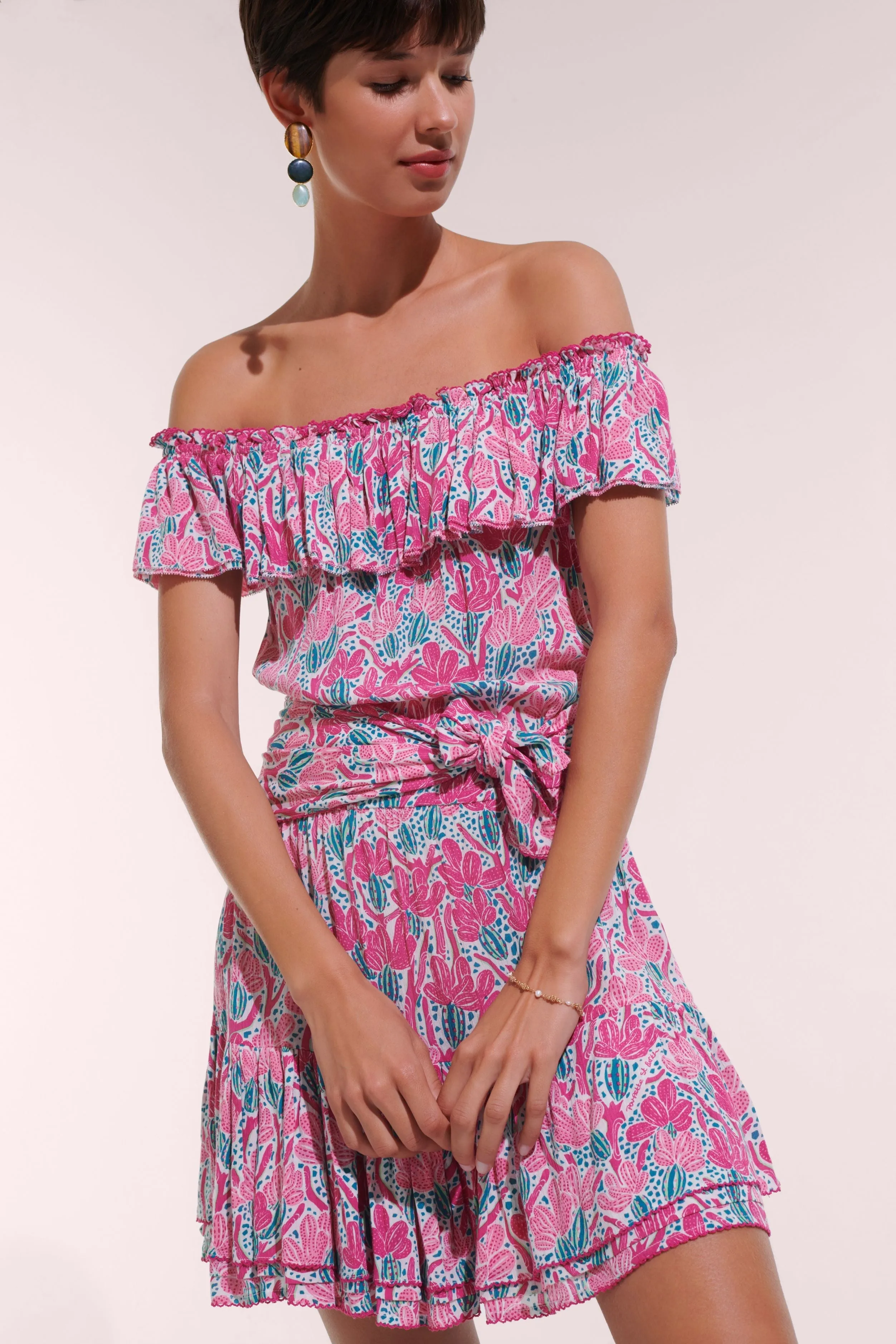 Mini Dress Bella - Pink Kaktus sold by Poupette St Barth product image thumbnail 2