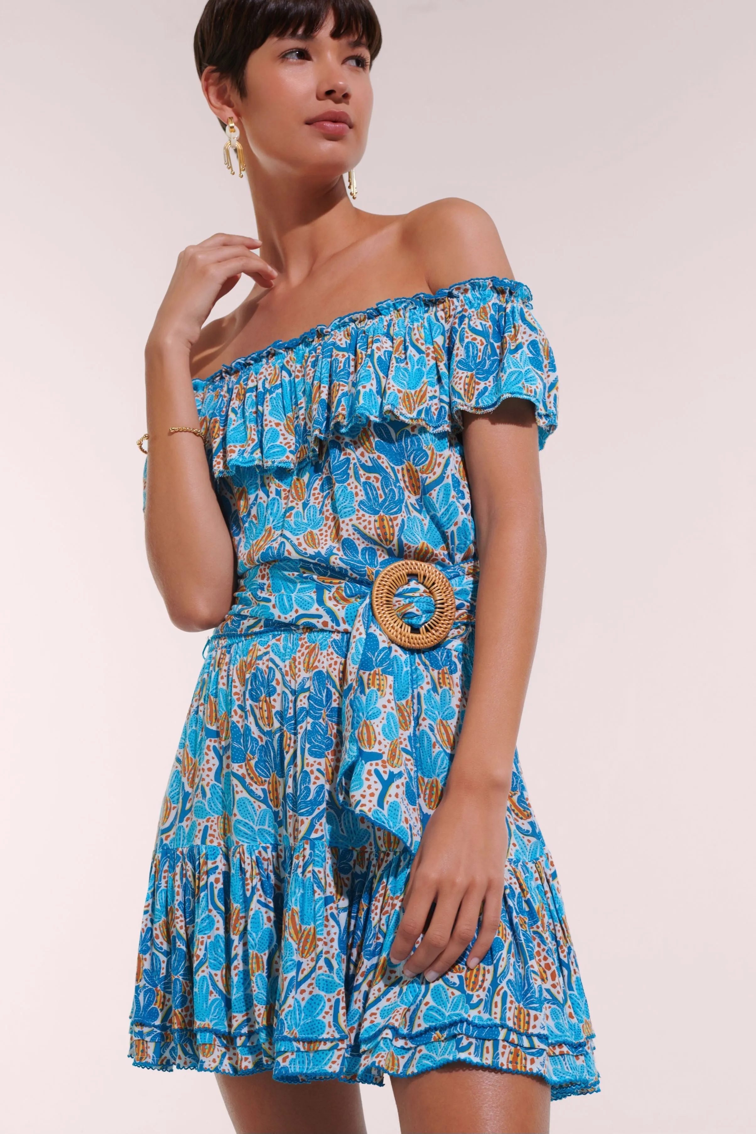 Mini Dress Bella - Blue Kaktus sold by Poupette St Barth