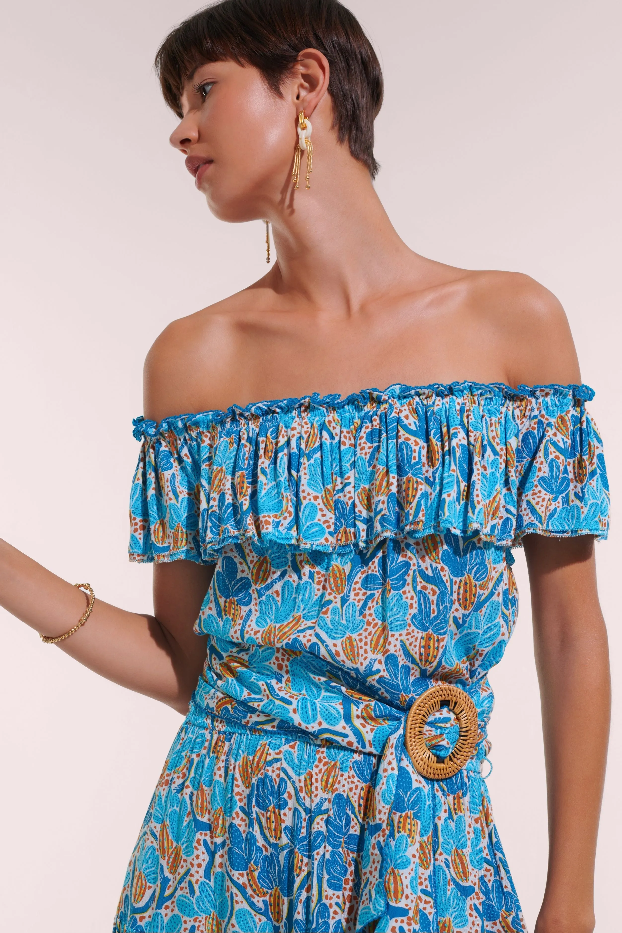 Mini Dress Bella - Blue Kaktus sold by Poupette St Barth product image thumbnail 2