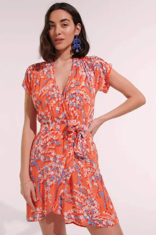 Mini Dress Becky - Orange Palmery made by Poupette St Barth