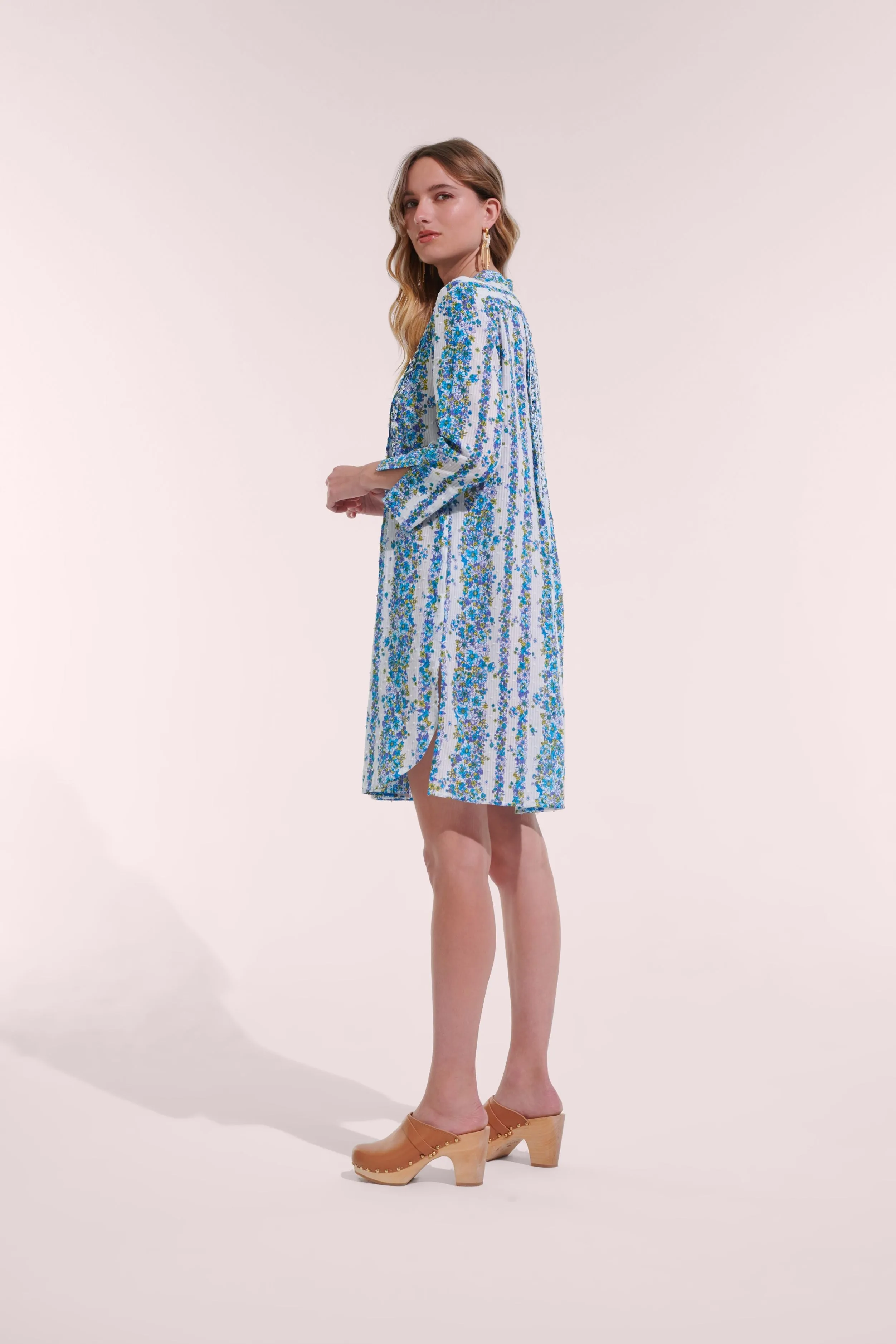 Mini Dress Bea - Blue Waves Flowers sold by Poupette St Barth