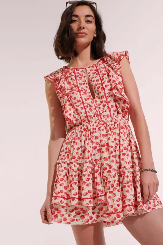 Mini Dress Bambi - White Red Alamy sold by Poupette St Barth