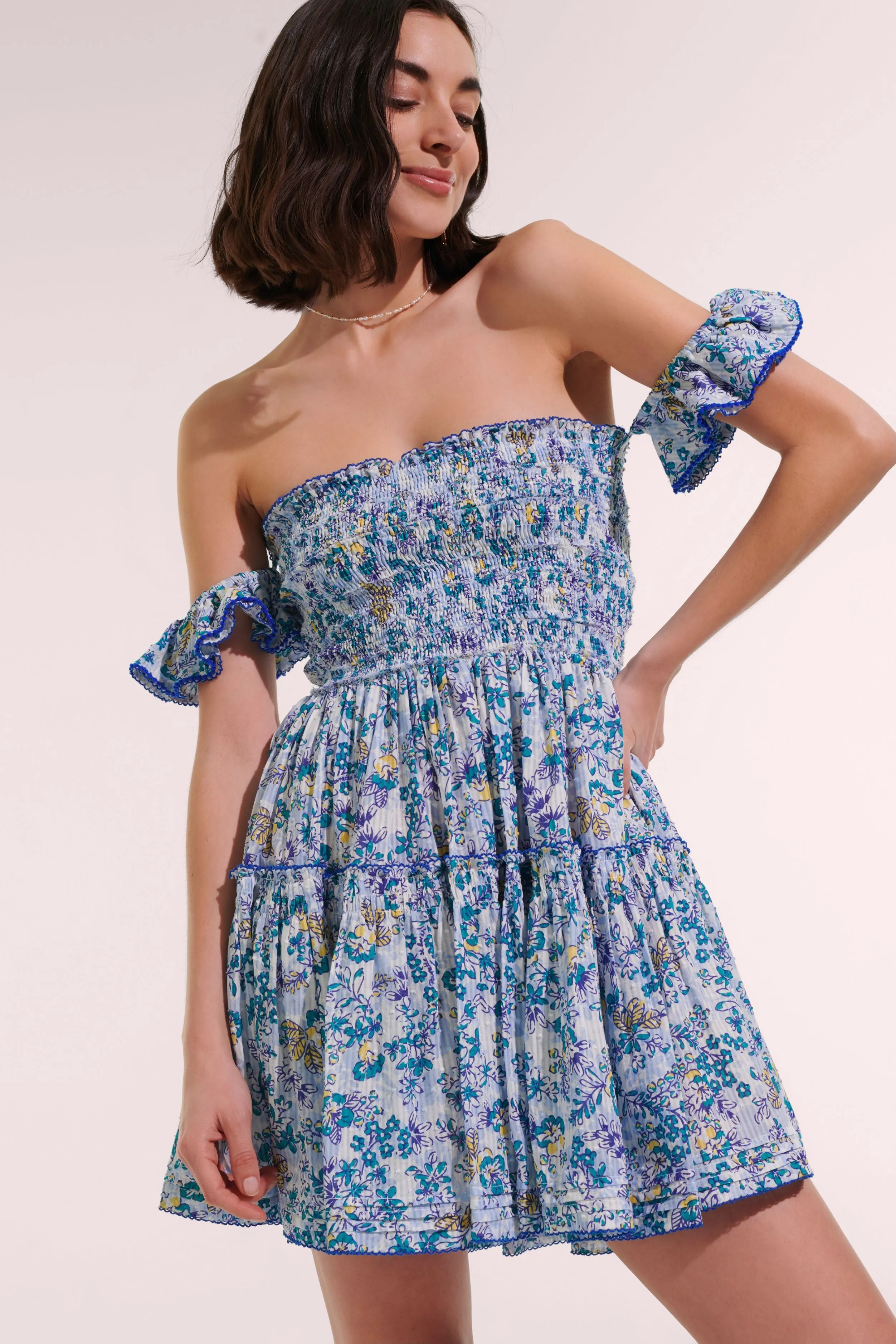 Mini Dress Aurora - Blue Sweet Liberty sold by Poupette St Barth product image thumbnail 2