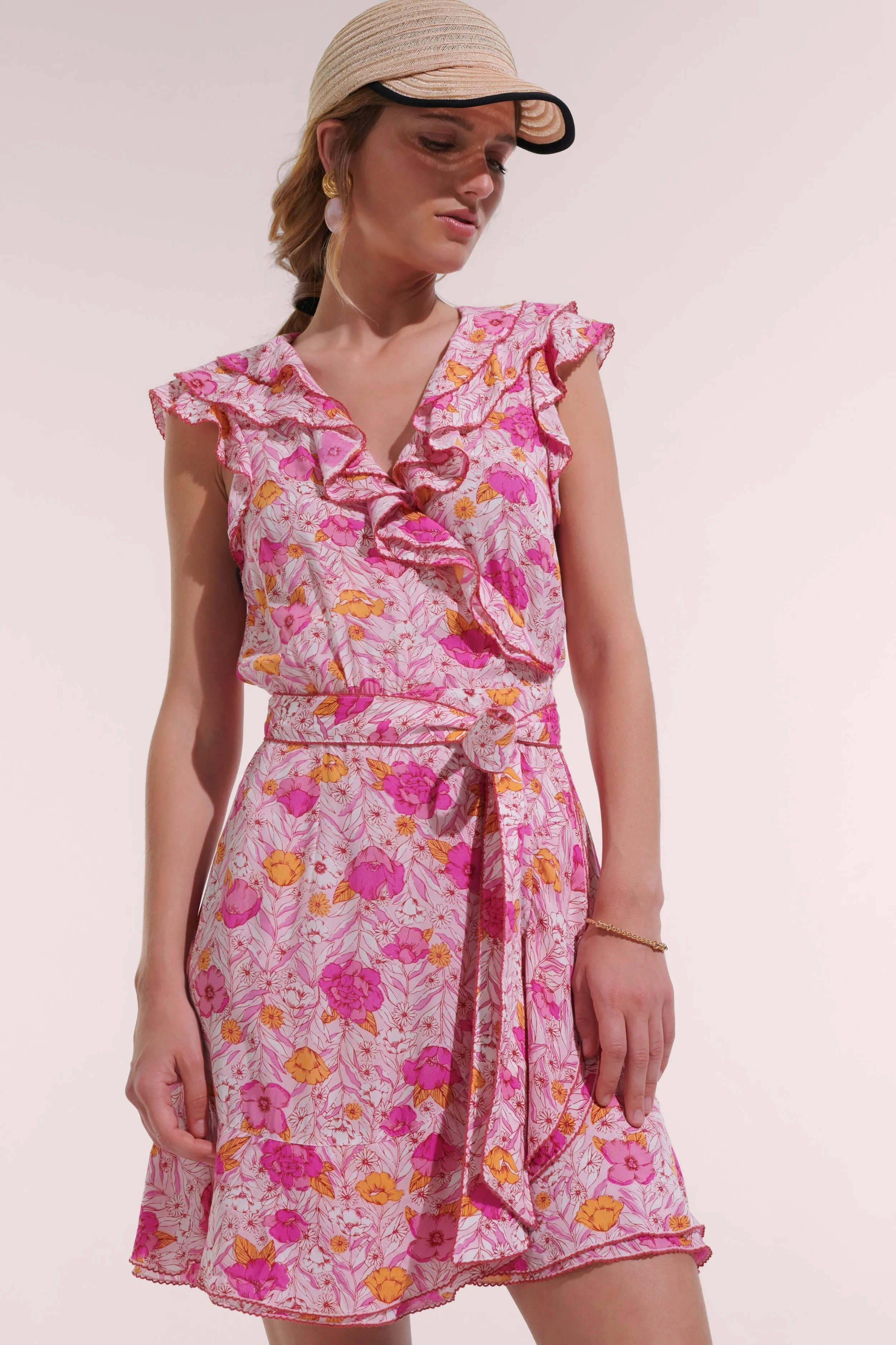 Mini Dress Aude - Pink Petunia sold by Poupette St Barth