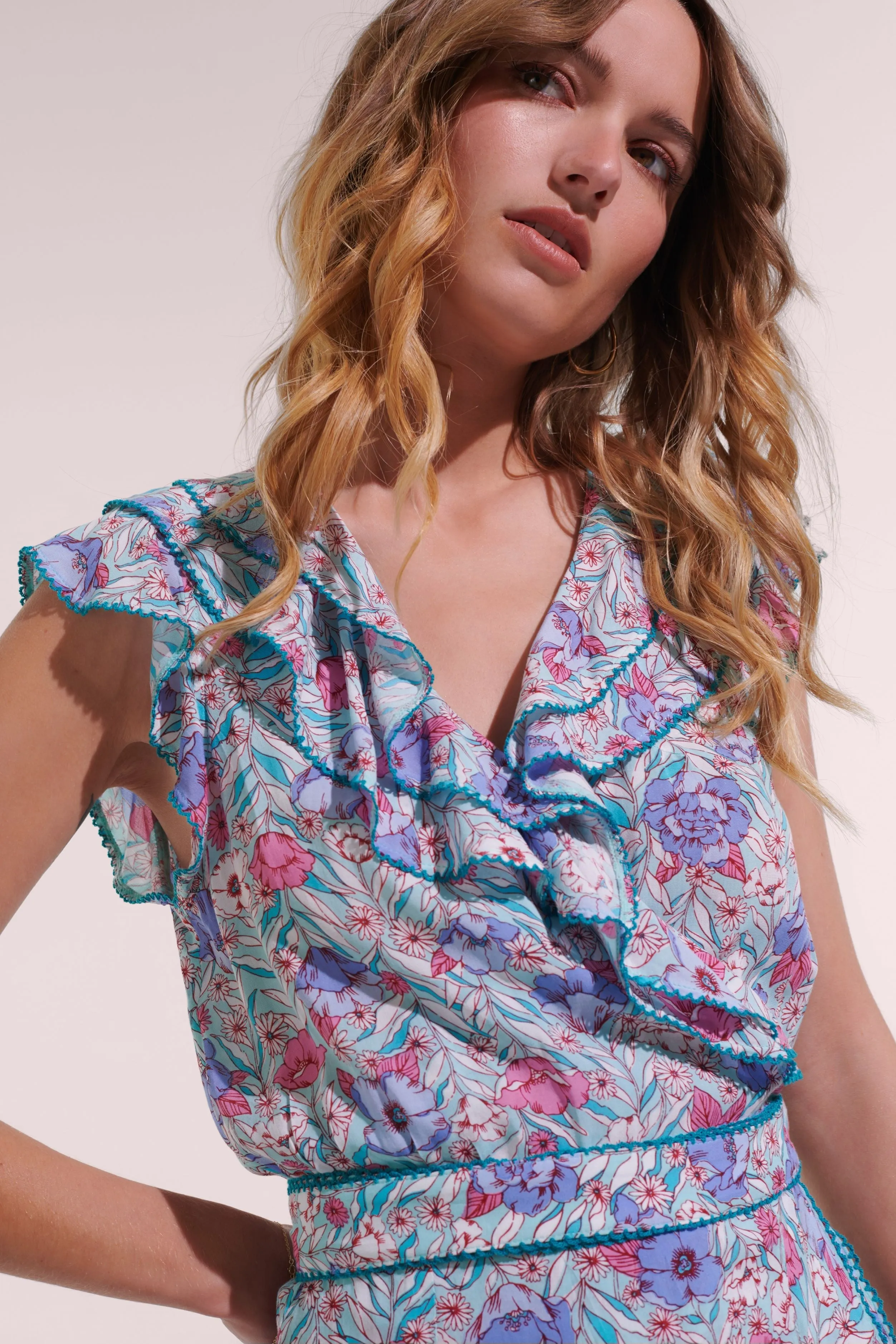 Mini Dress Aude - Aqua Petunia sold by Poupette St Barth product image thumbnail 3