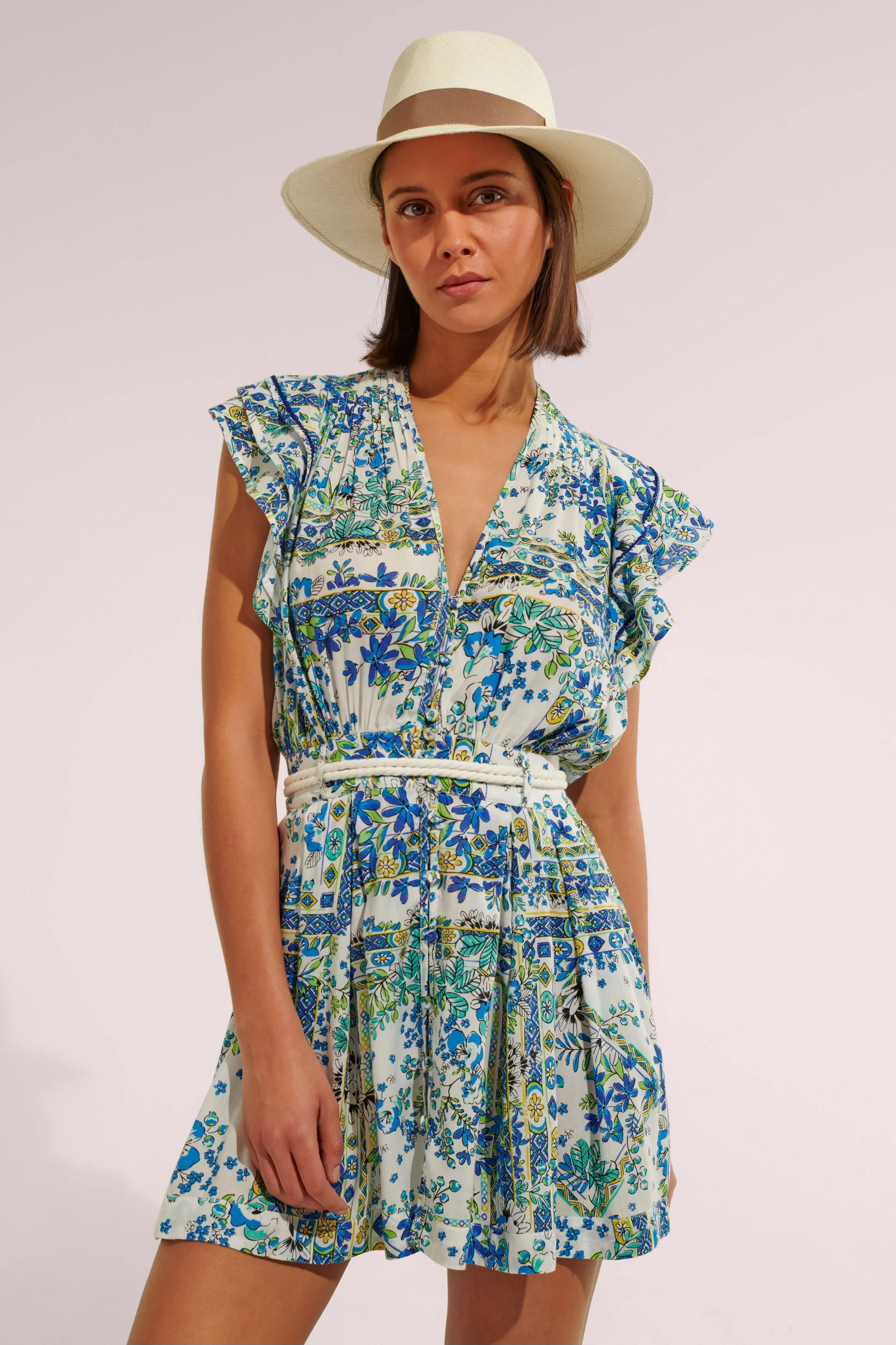 Mini Dress Bice - Blue Foulard sold by Poupette St Barth product image thumbnail 3