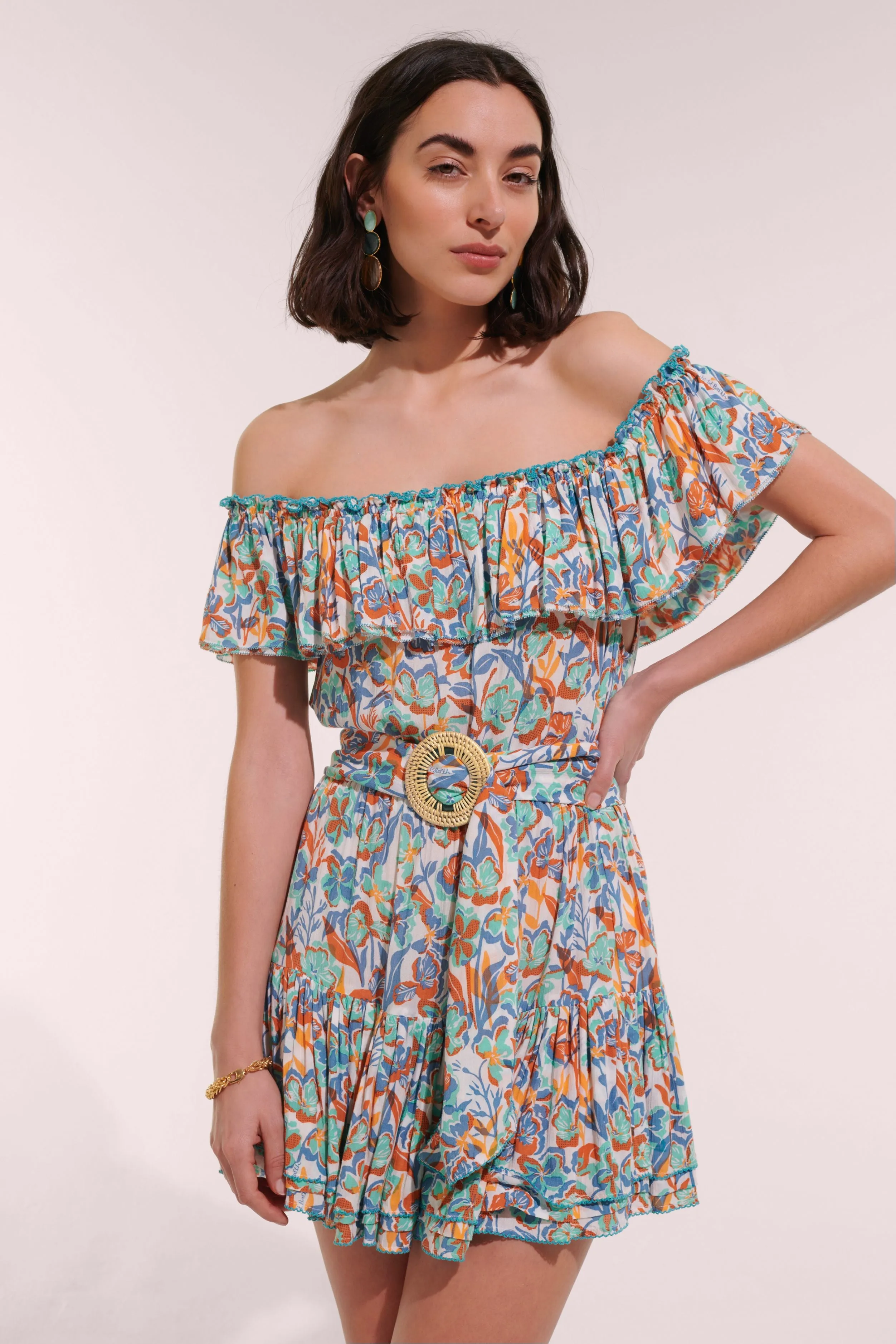 Mini Dress Bella - Aqua Shadow sold by Poupette St Barth product image thumbnail 3