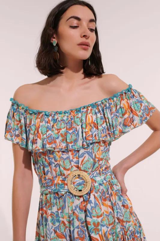 Mini Dress Bella - Aqua Shadow sold by Poupette St Barth