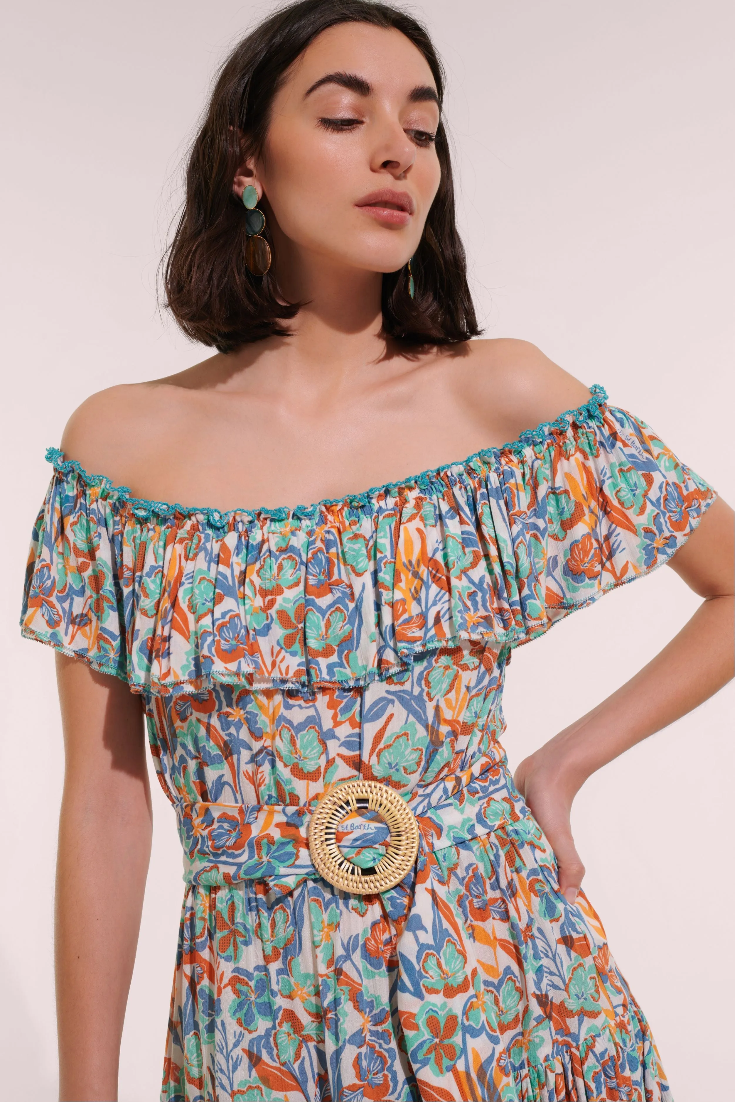 Mini Dress Bella - Aqua Shadow sold by Poupette St Barth