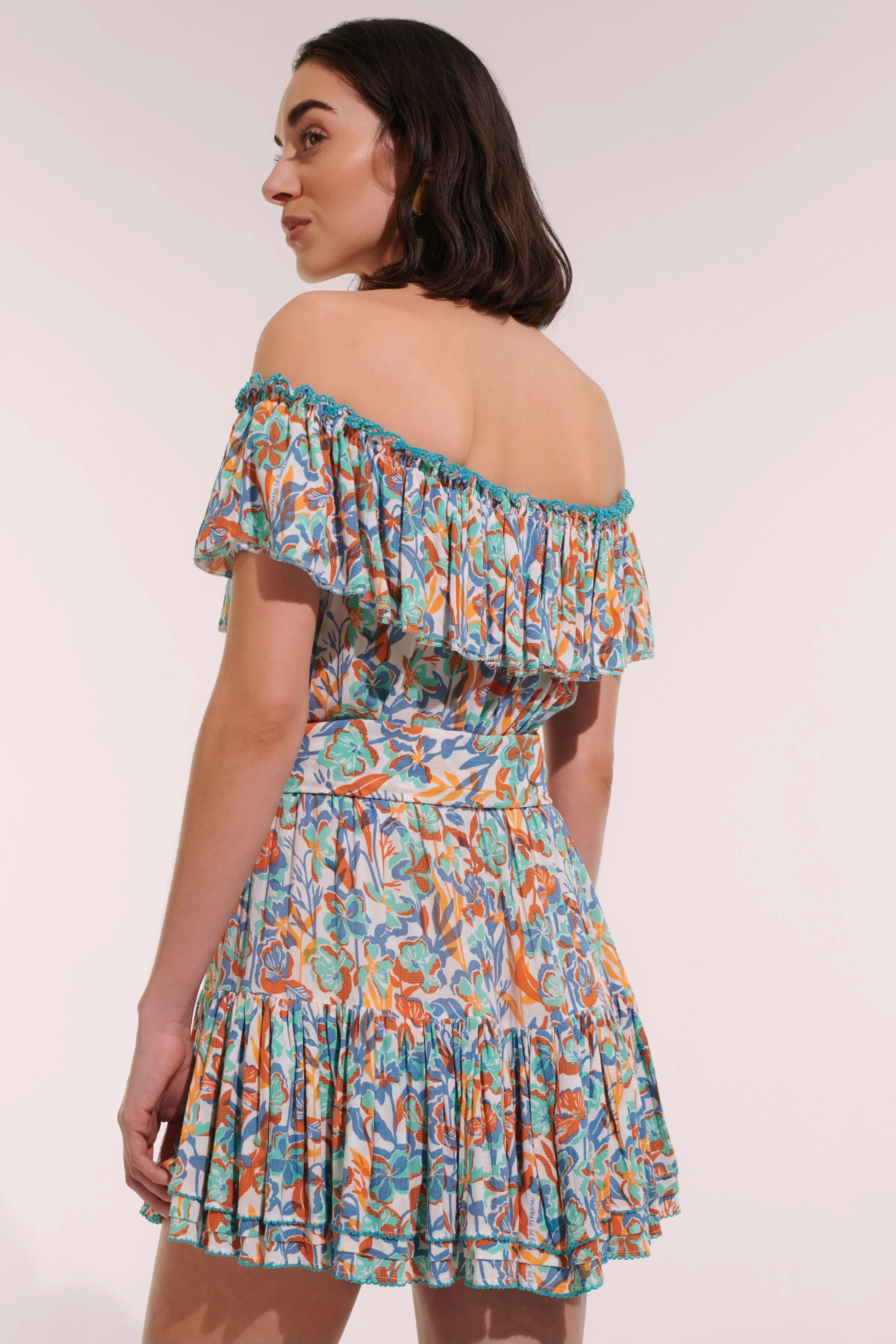 Mini Dress Bella - Aqua Shadow sold by Poupette St Barth product image thumbnail 2