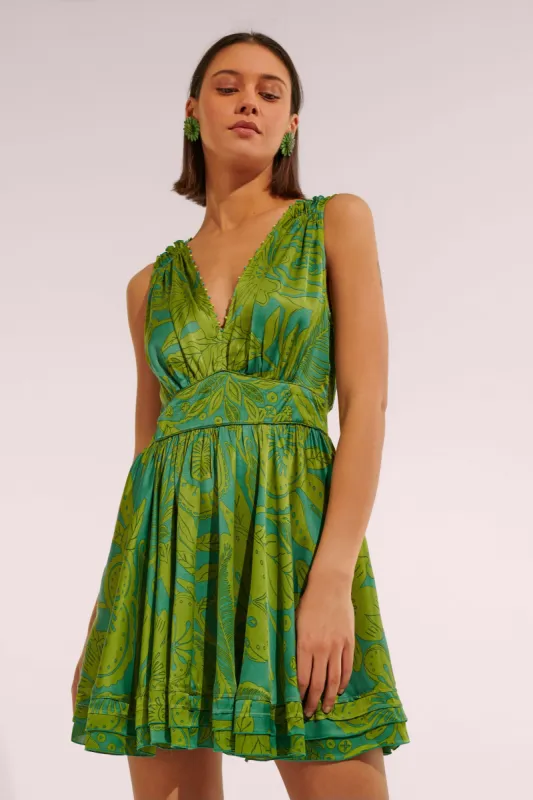 Mini Dress Bessie - Green Gauguin sold by Poupette St Barth