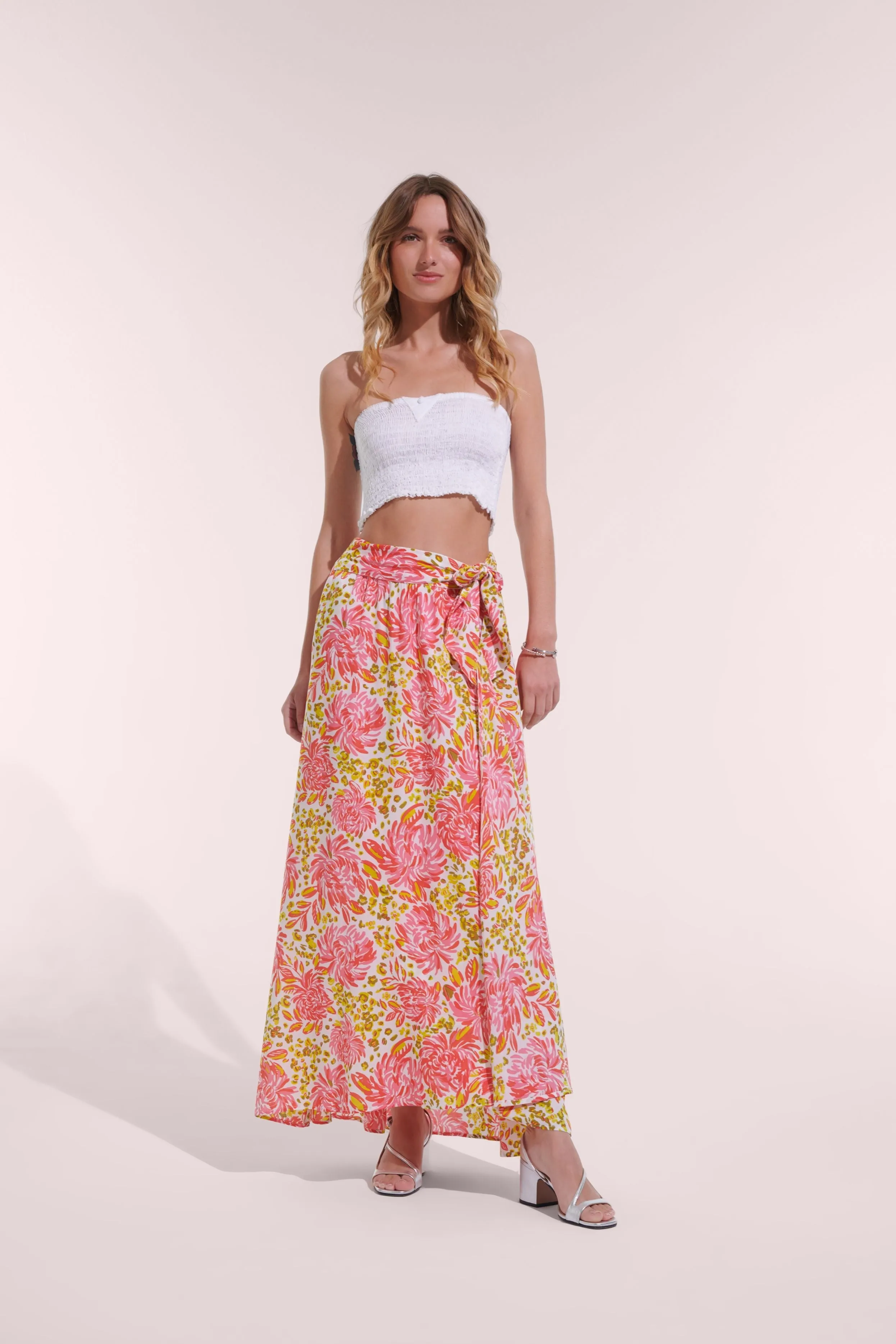 Long Skirt Bilitis - Pink Krysan sold by Poupette St Barth