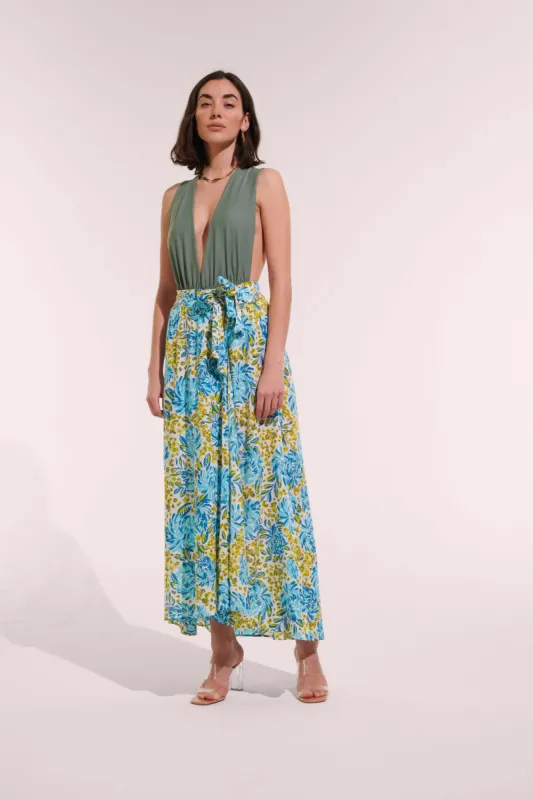 Long Skirt Bilitis - Blue Krysan sold by Poupette St Barth