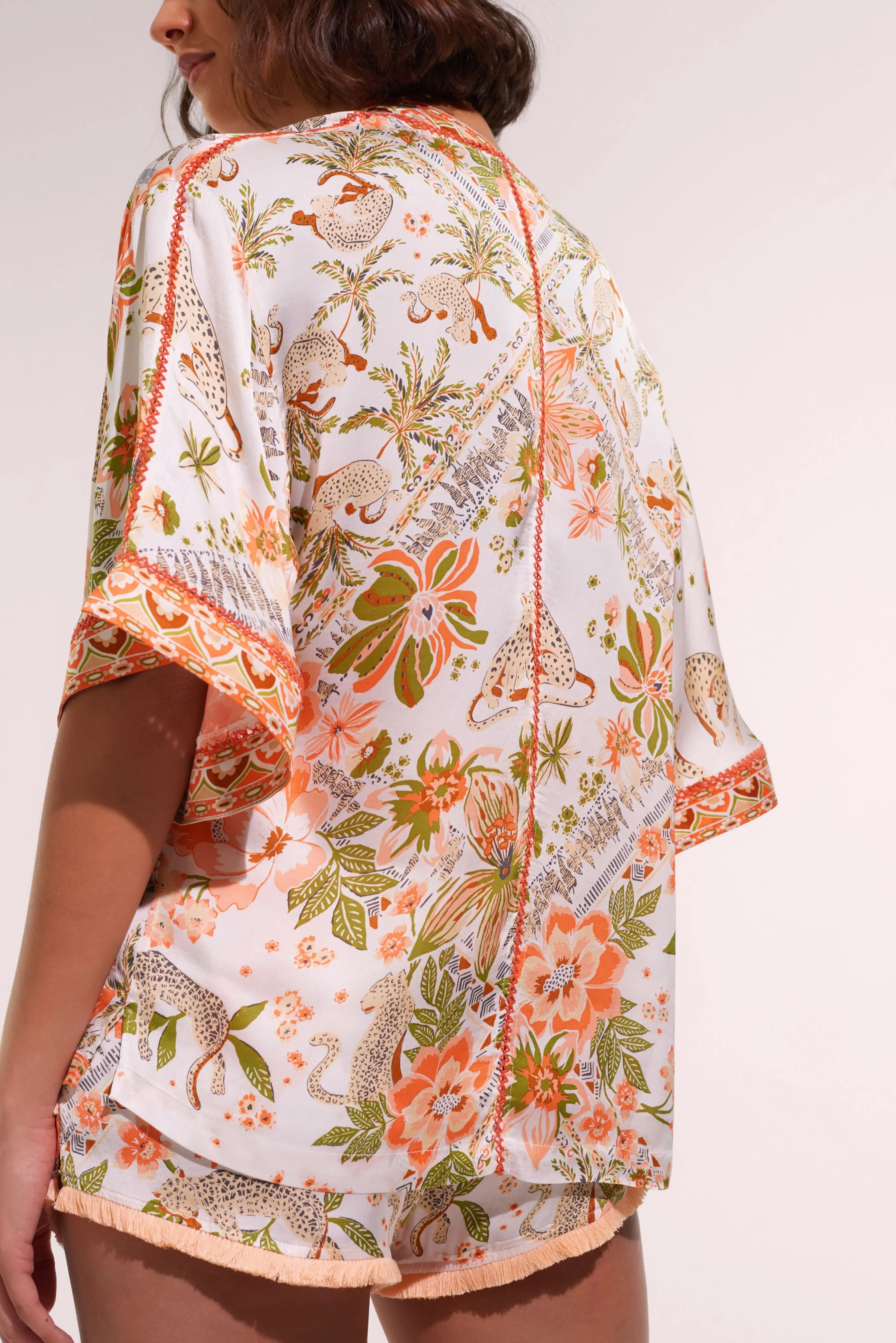 Kimono Bel - Pink Leo Foulard sold by Poupette St Barth product image thumbnail 2