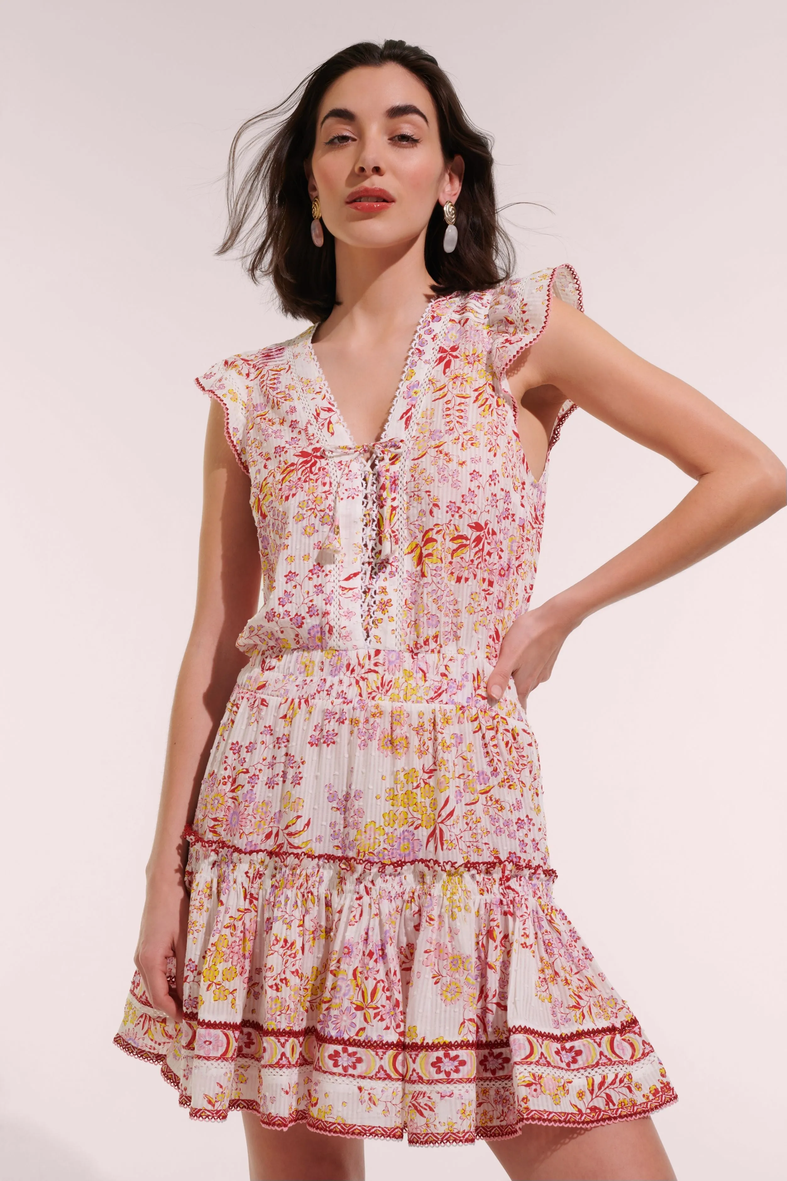 Mini Dress Anais - Pink Queen Liberty sold by Poupette St Barth