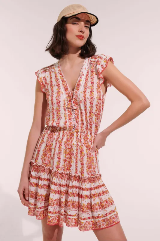 Mini Dress Anais - Pink Waves Flowers sold by Poupette St Barth