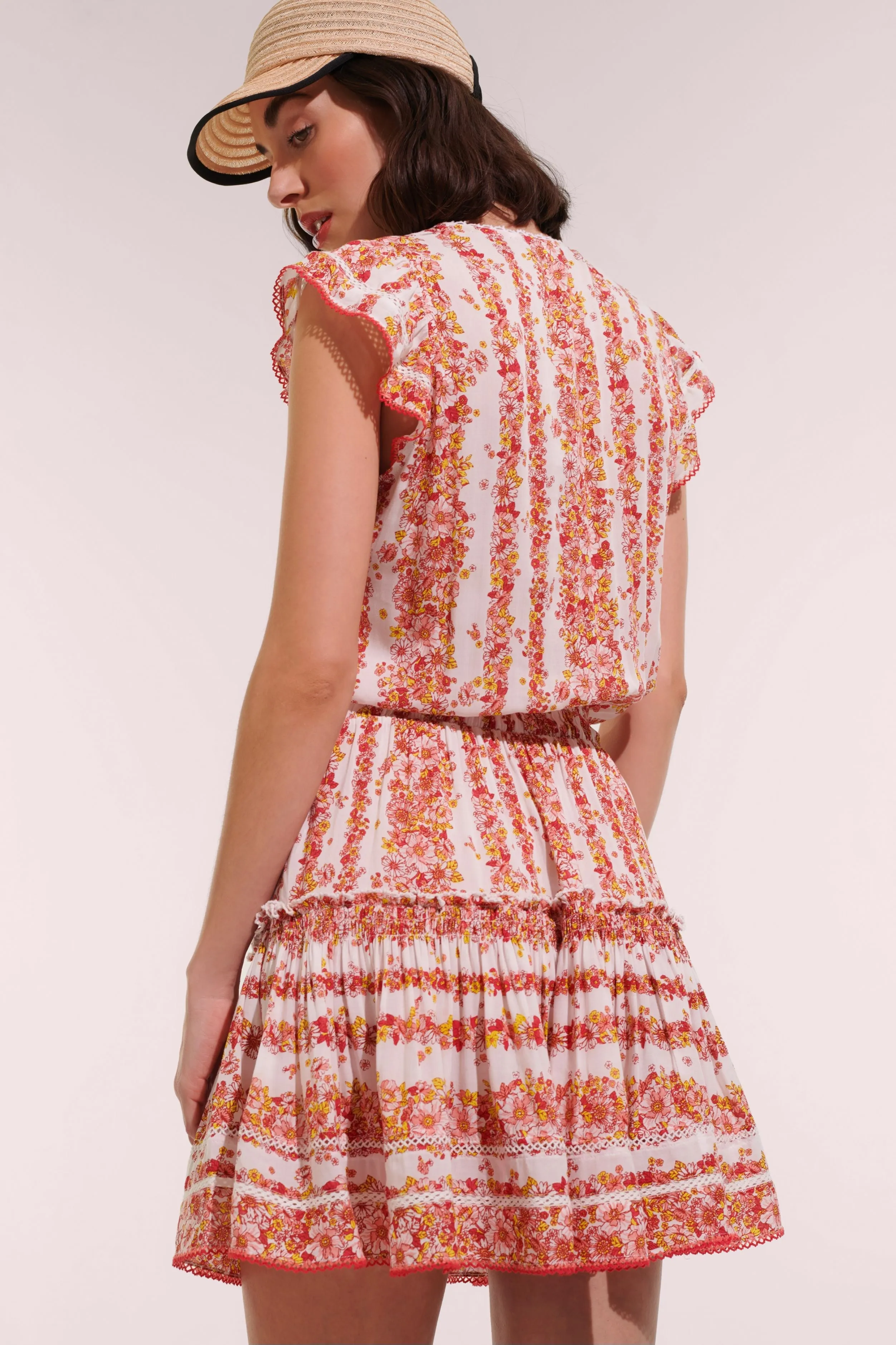 Mini Dress Anais - Pink Waves Flowers sold by Poupette St Barth product image thumbnail 2