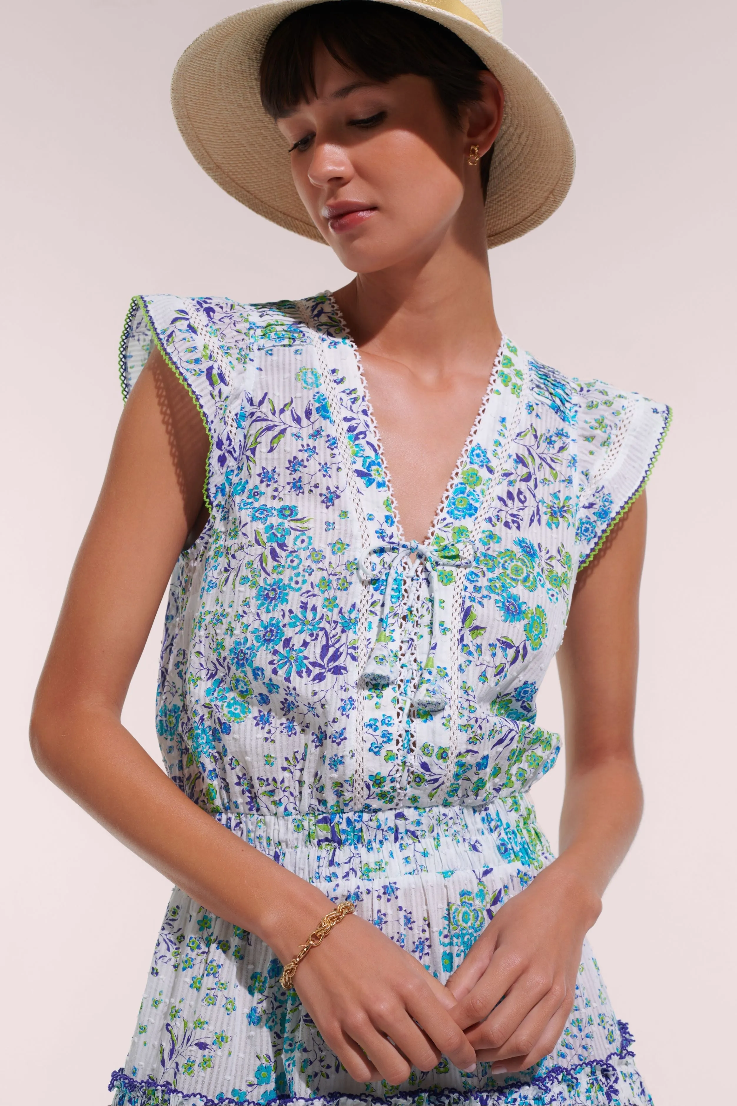 Mini Dress Anais - Blue Queen Liberty sold by Poupette St Barth product image thumbnail 3