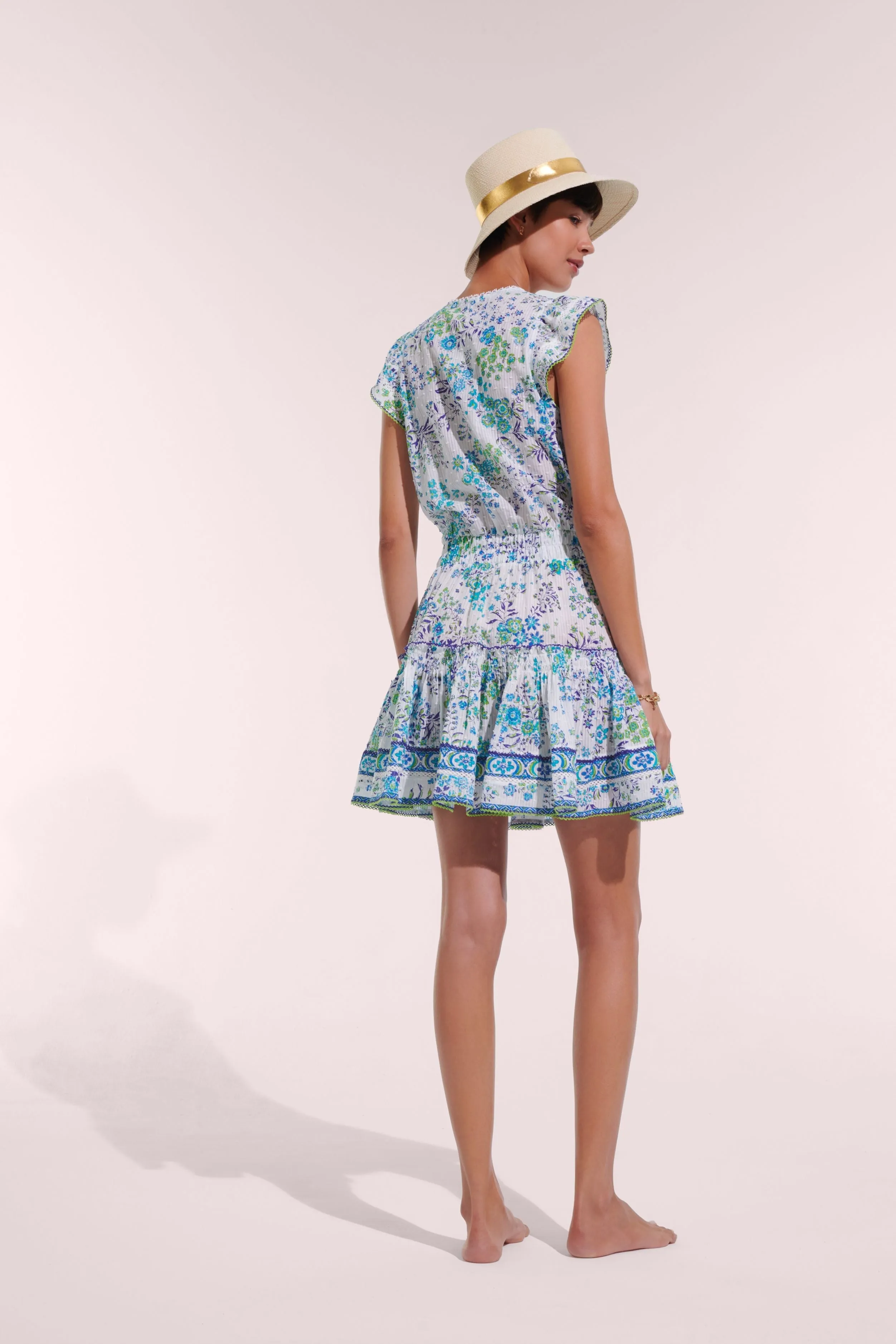 Mini Dress Anais - Blue Queen Liberty sold by Poupette St Barth