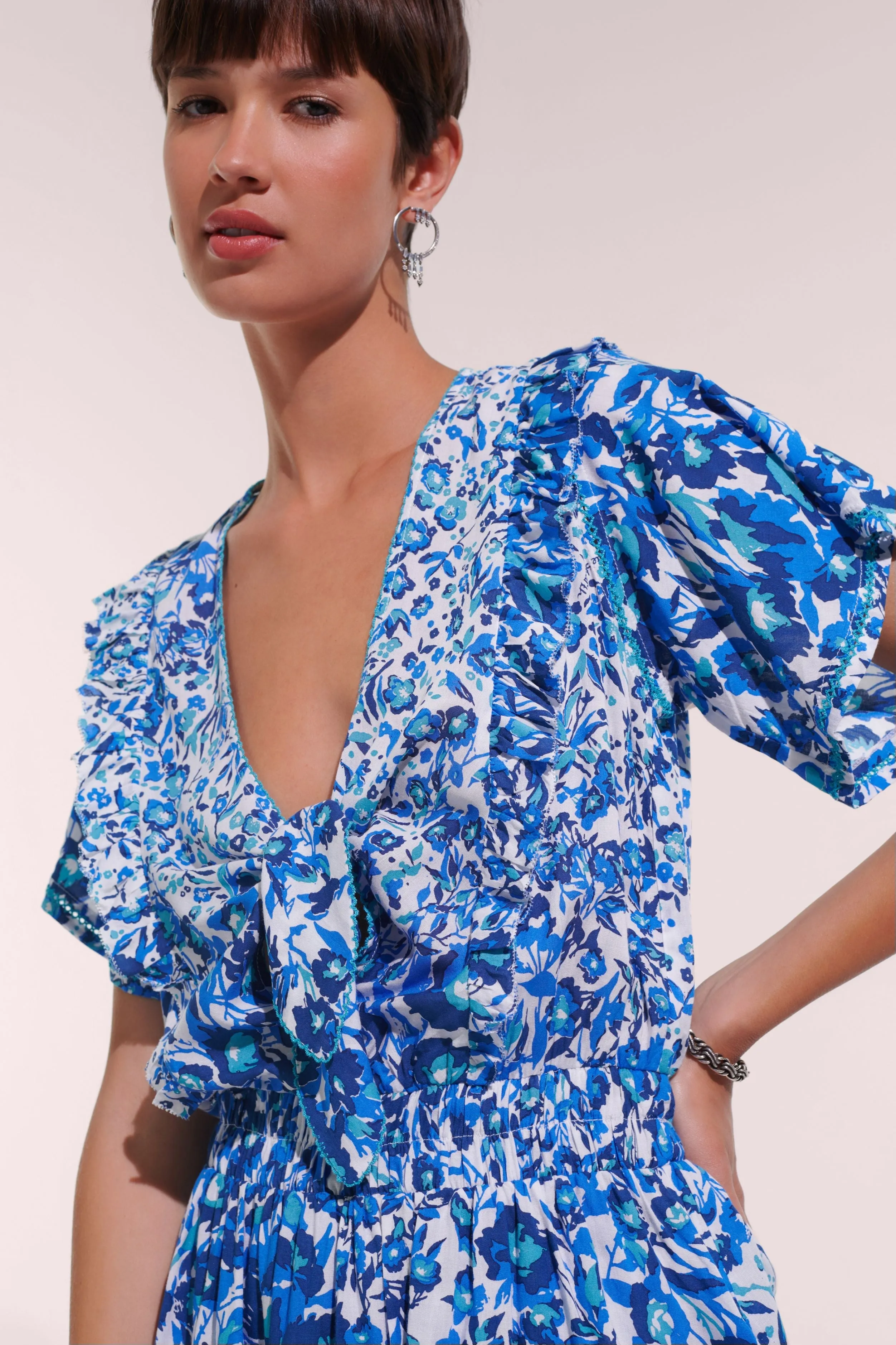 Mini Dress Alyson - Blue Nuances sold by Poupette St Barth product image thumbnail 2