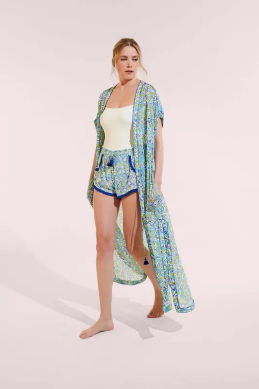 Long Tunic Mya - Turquoise Graffiti sold by Poupette St Barth